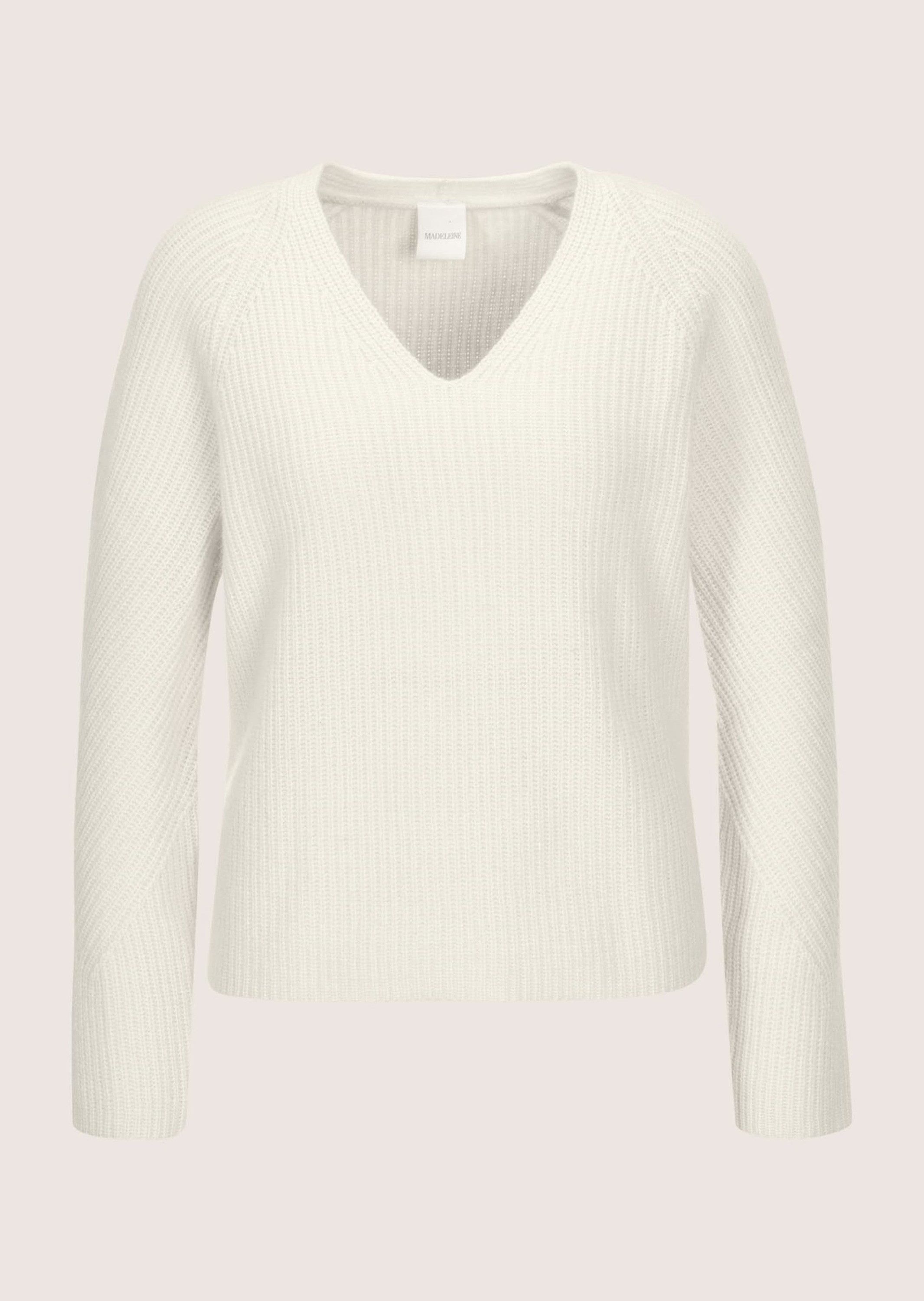 Strickpullover Lässiger Wollpullover mit V-Ausschnitt