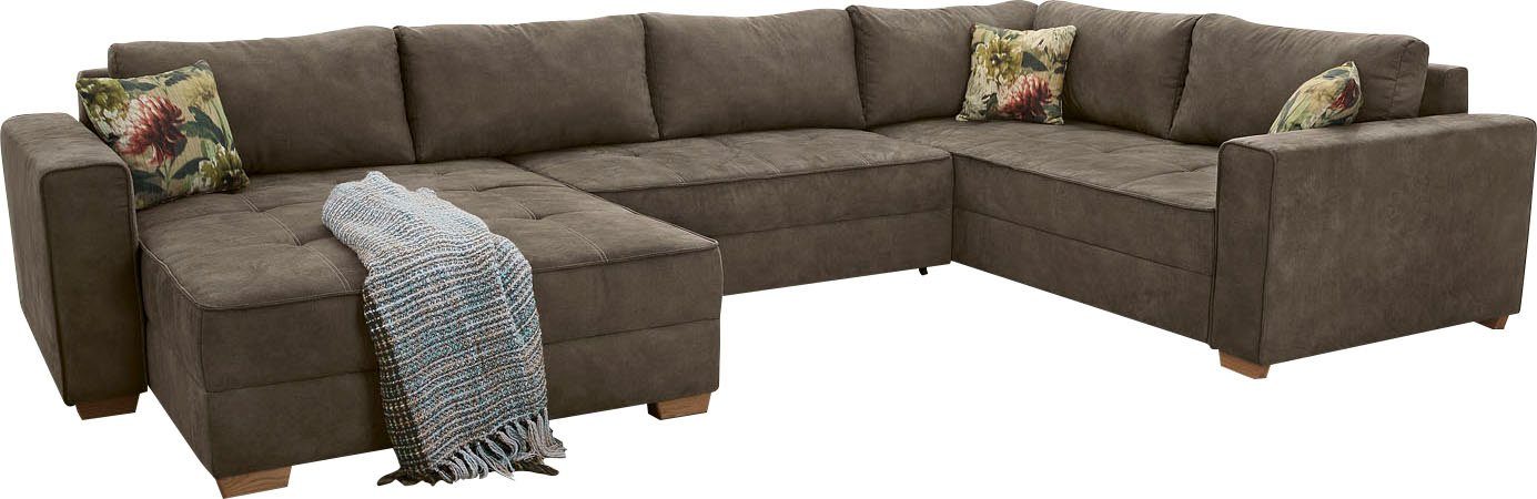 Jockenhöfer Gruppe Wohnlandschaft Brixen U-Form, B: 379 cm, mit Bettfunktion, Bettkasten & Zierkissen