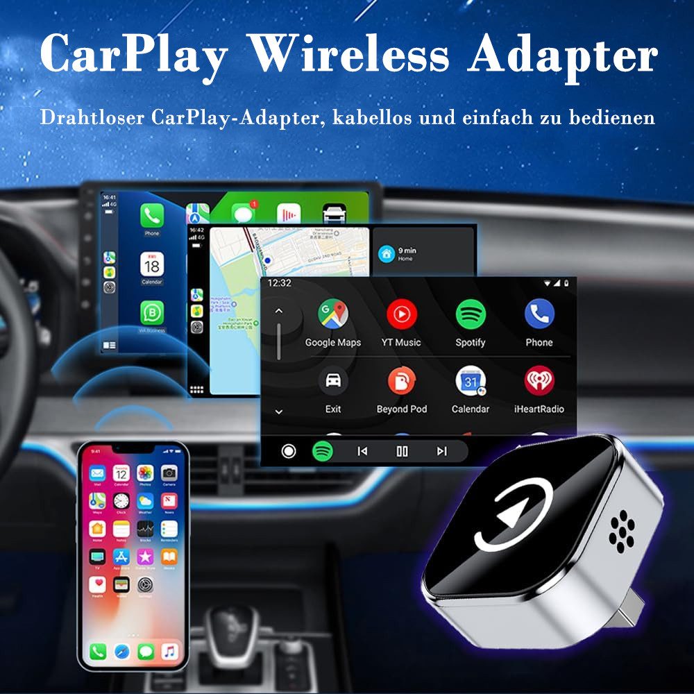 TUWENA CarPlay Wireless Adapter für iPhone, Upgrade kabelloses, Plug & Play Adapter, Compatible with iOS 10+, Vehicles Produced iPhone 6 with Wired CarPlay