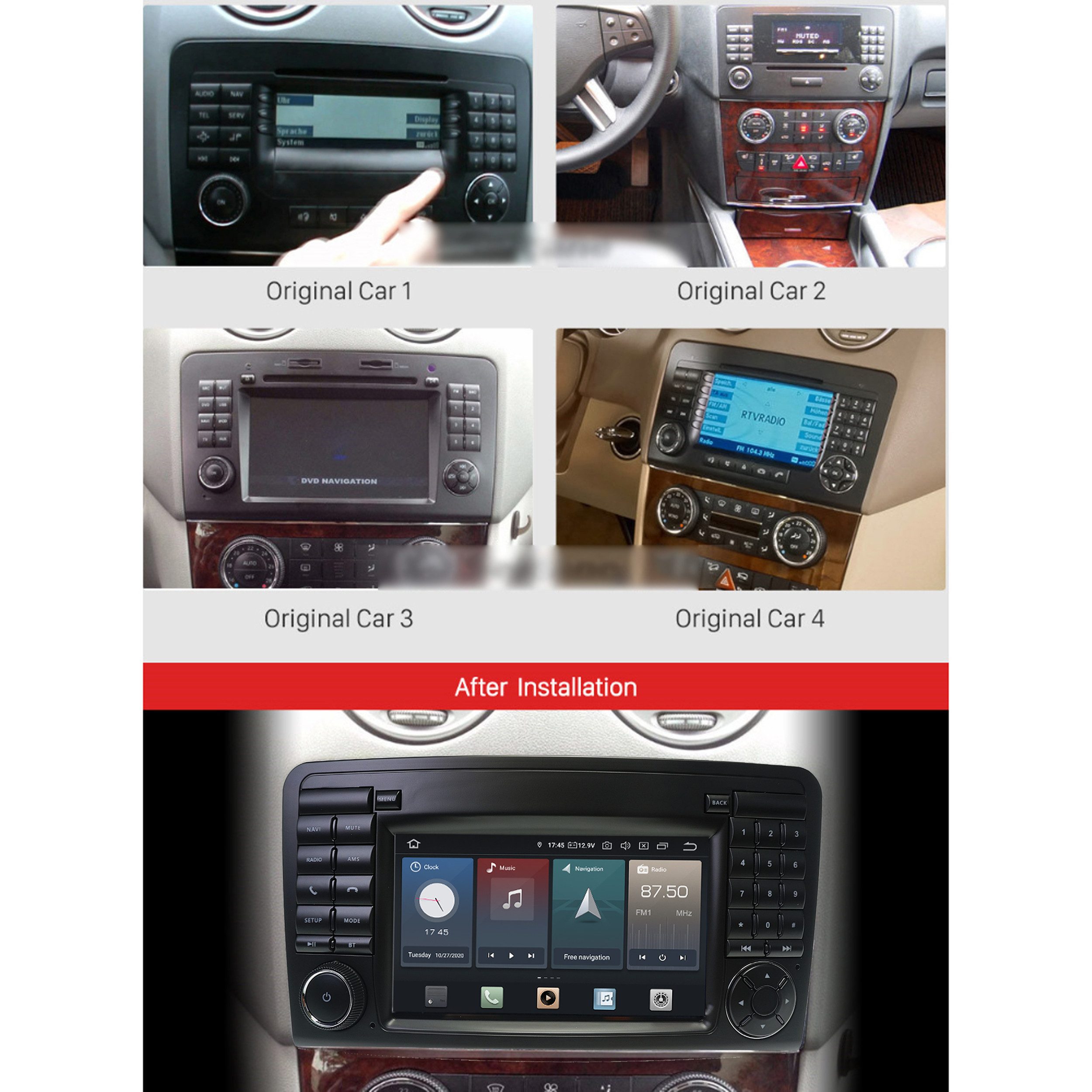 TAFFIO Für Mercedes W164 ML X164 GL 7" Touch Android Autoradio GPS CarPlay Einbau-Navigationsgerät