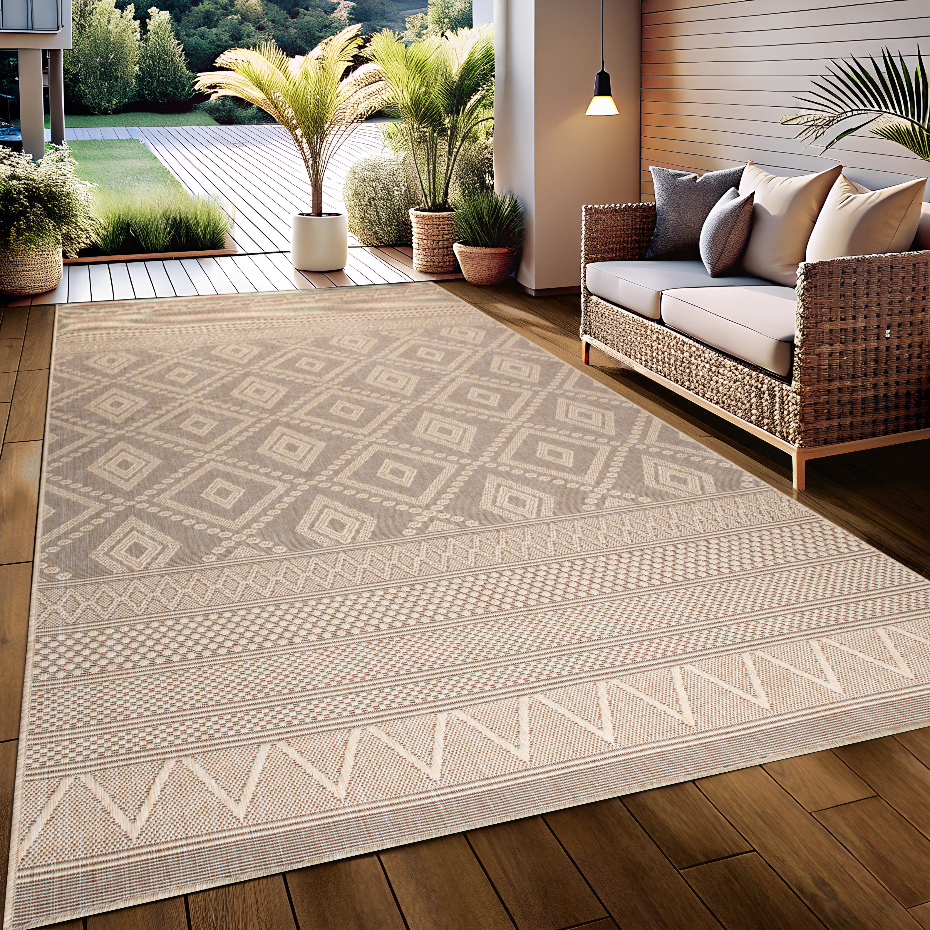 OTTO home Teppich Toronto auch als Läufer erhältlich, rechteckig, Höhe: 3 mm, In- und Outdoor geeignet, Sisal-Optik, Wetterfest & UV-beständig, Boho