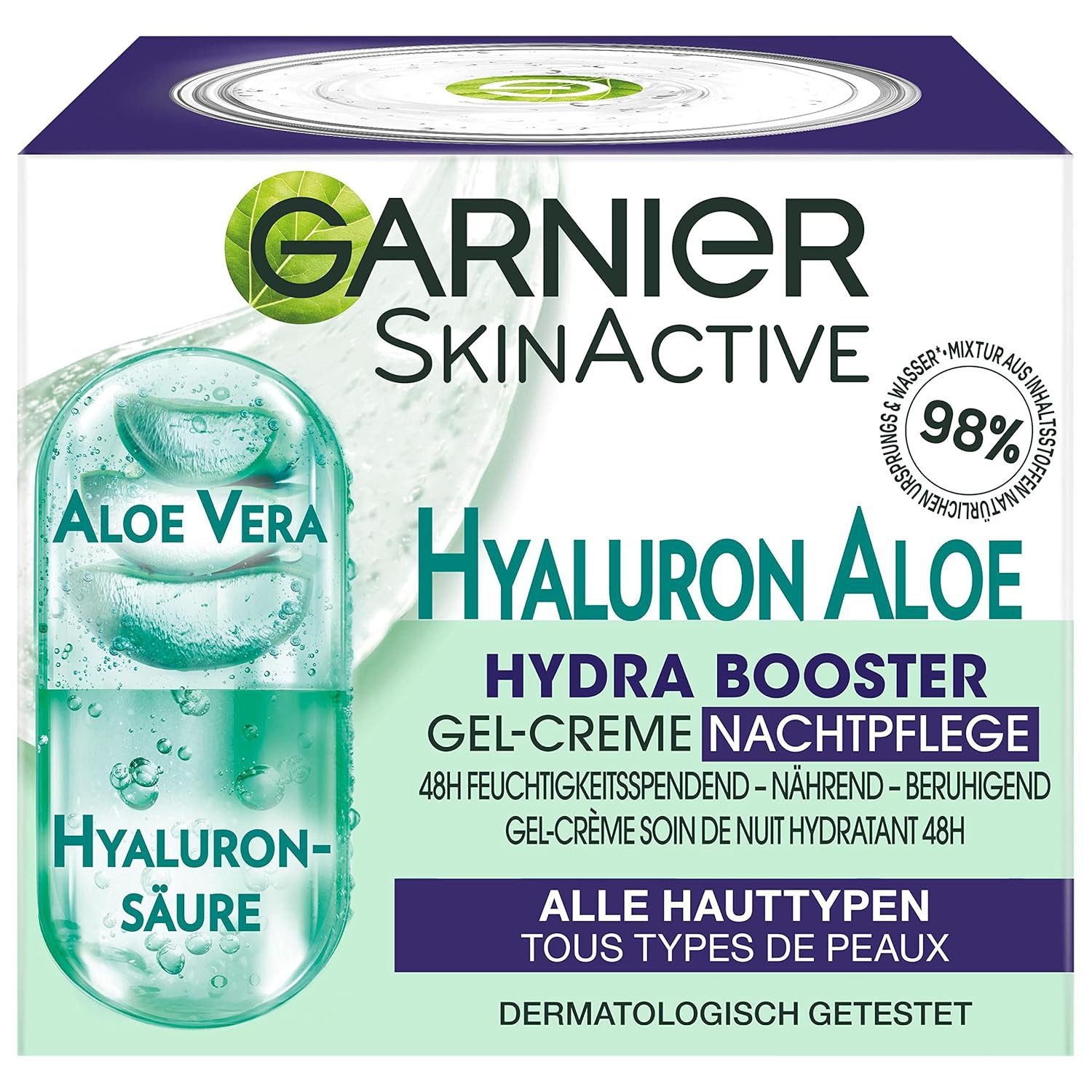 Nachtcreme Hyaluron Aloe Hydra Booster Gel-Creme Nachtpflege, 50 ml