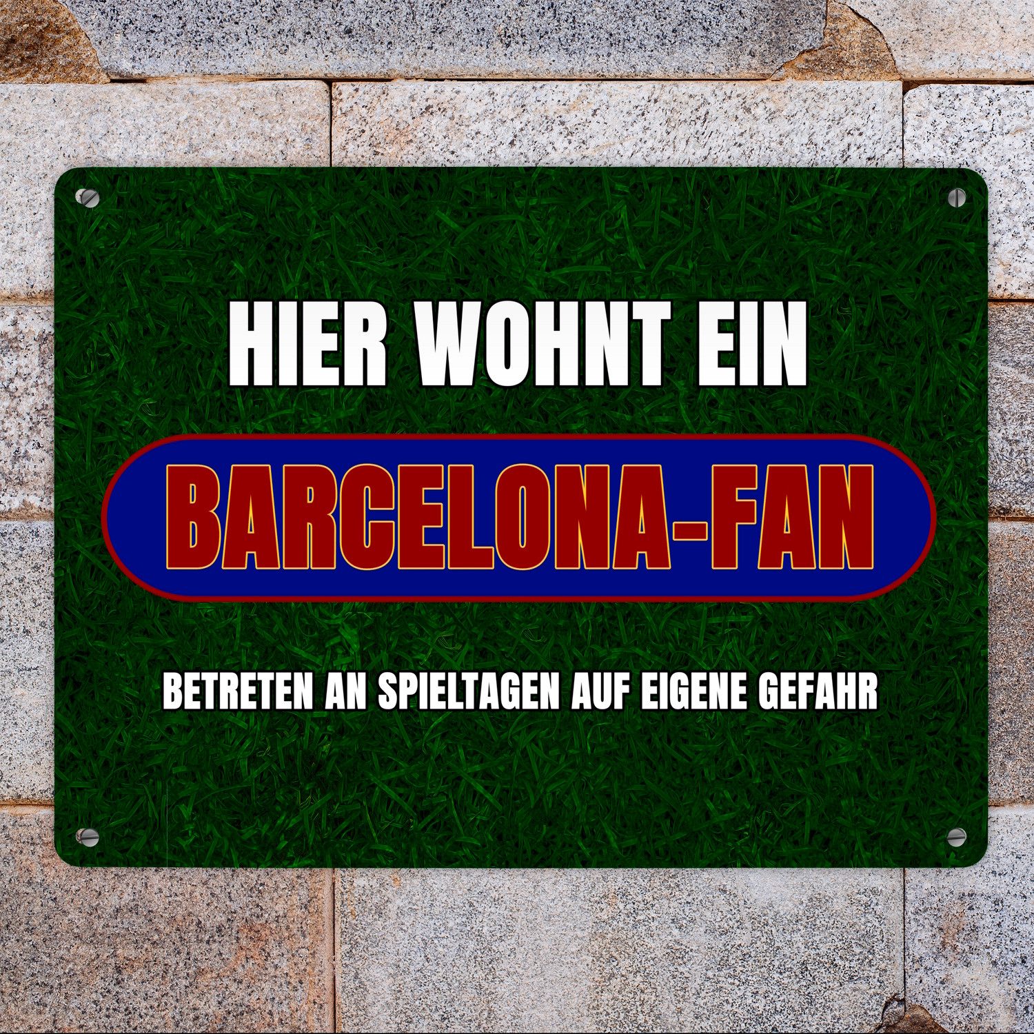 speecheese Metallschild Hier wohnt ein Barcelona Fan Metallschild XL in 21x günstig online kaufen