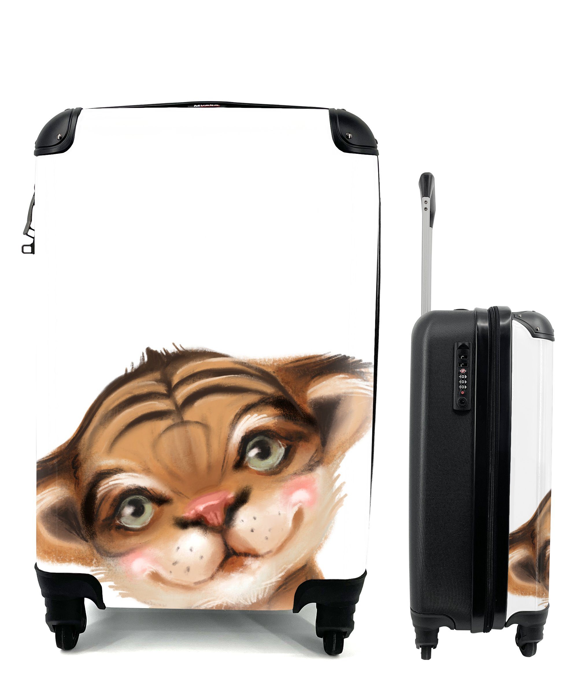 MuchoWow Handgepäckkoffer Tiger - Tier - Weiß, 4 Rollen, Reisetasche mit rollen, Handgepäck für Ferien, Trolley, Reisekoffer