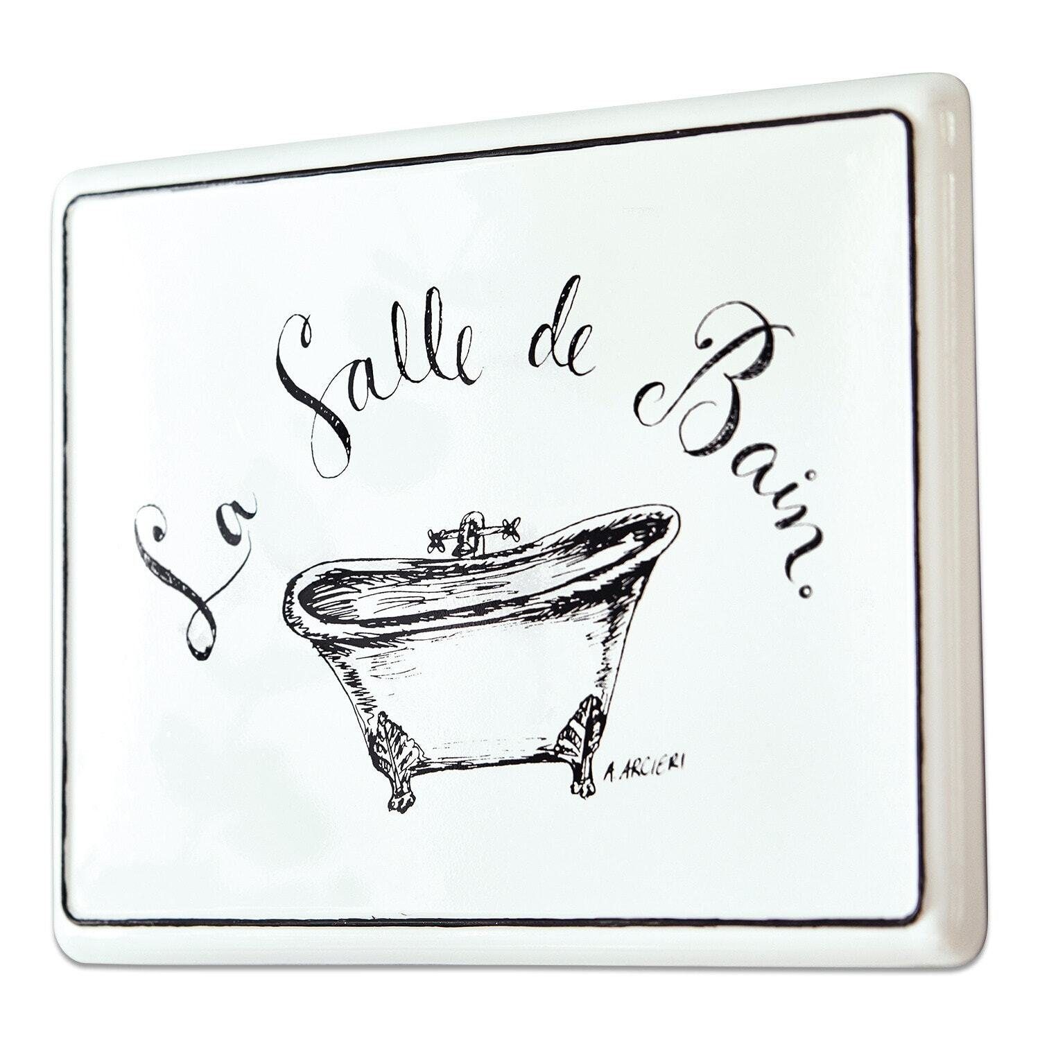 Mirabeau Wanddekoobjekt Deko-Schild La salle de bain weiß