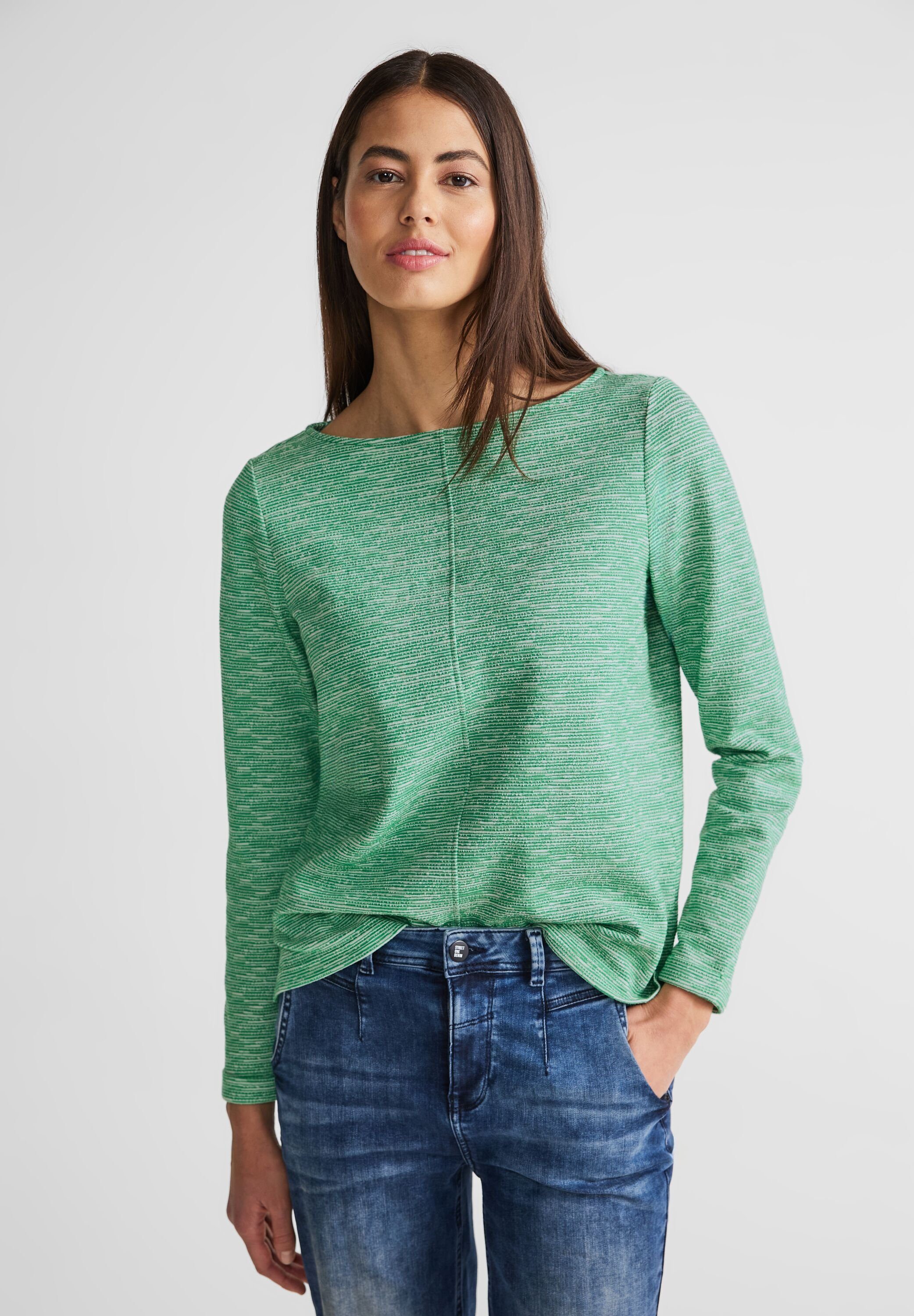 STREET ONE Langarmshirt mit dekorativer Frontnaht fresh spring green