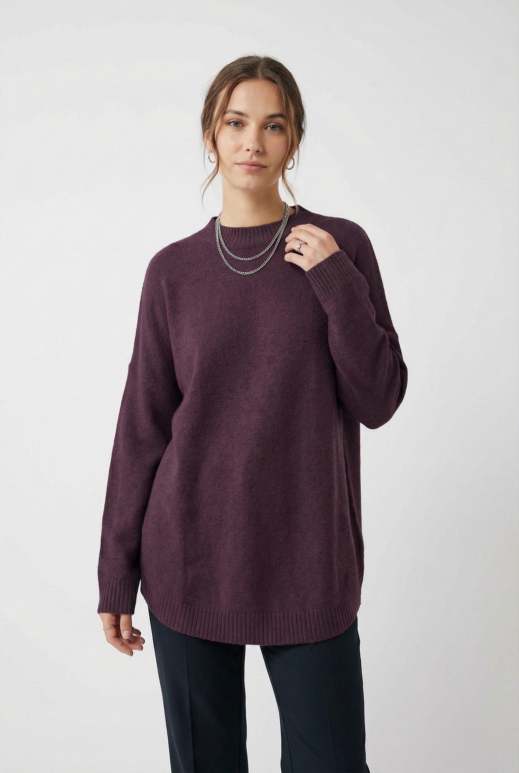 Vero Moda Strickpullover VMPLAZA LS HIGHNECK LONG PULLOVER GA BOO