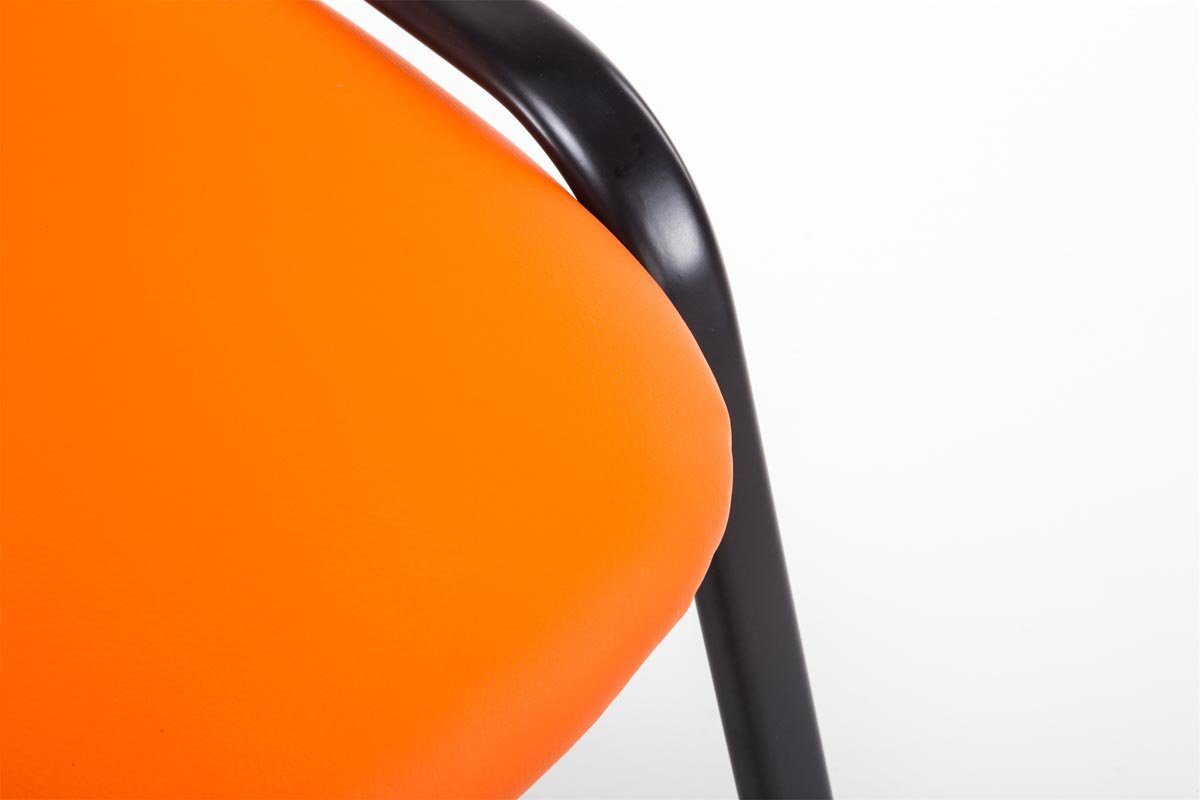TPFLiving Besucherstuhl hochwertiger Keen Sitzfläche: - matt Gestell: mit Kunstleder Polsterung Metall - Warteraumstuhl (Besprechungsstuhl - Messestuhl), orange schwarz - Konferenzstuhl