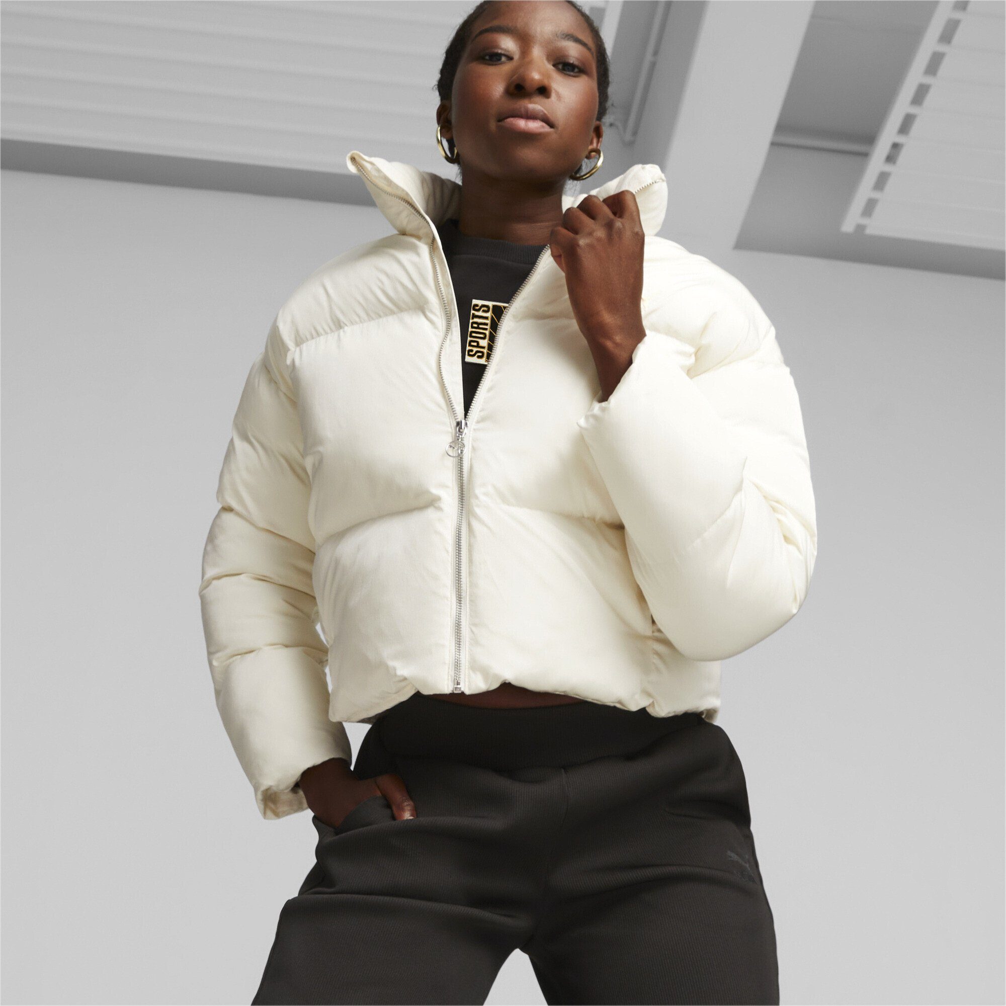 Ivory Classics Damen Frosted Pufferjacke Outdoorjacke PUMA White Oversized