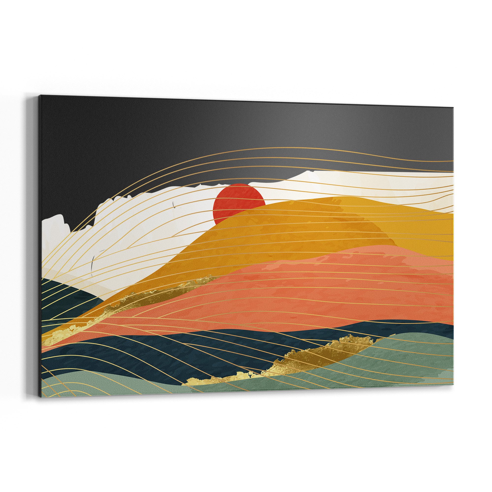 DEQORI Wandtafel 'Abstrakte Bergwelt', (1-tlg), Metall Kreidetafel bedruckt Schreibtafel modern Schiefertafel Tafel