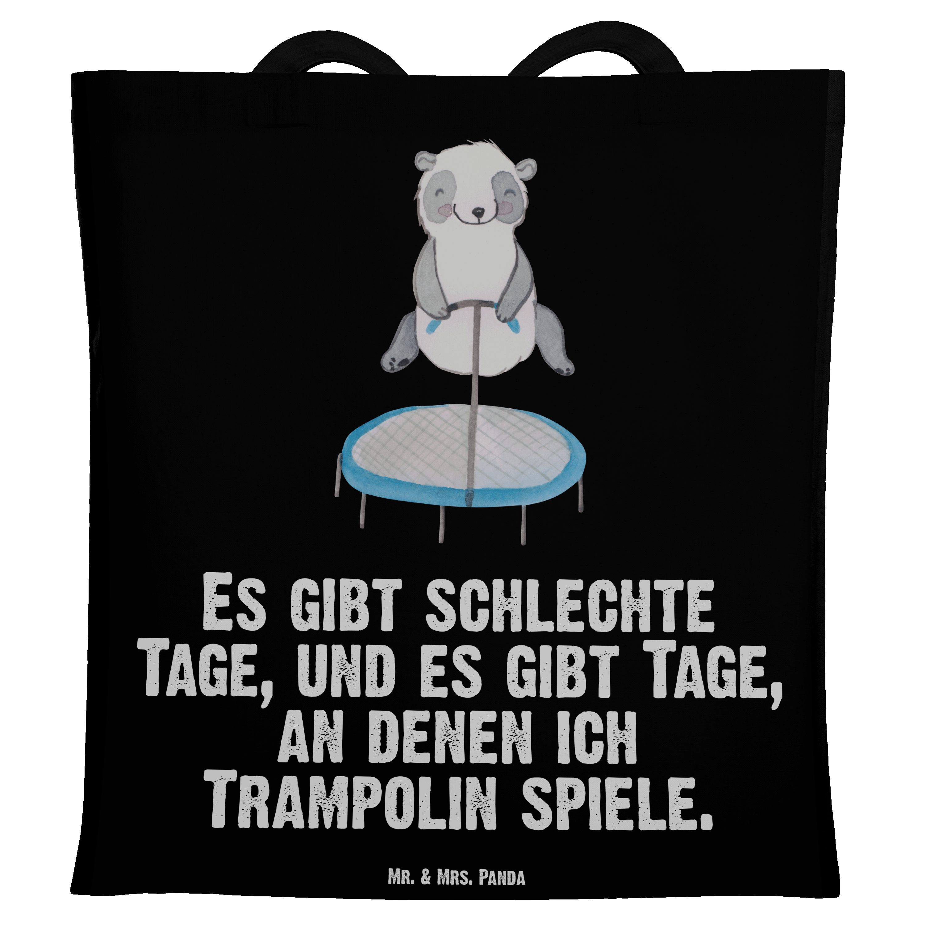 (1-tlg) Panda Stoffbeut springen & Tragetasche Schwarz - Beutel, Trampolin Tage Panda Mr. - Mrs. Geschenk,