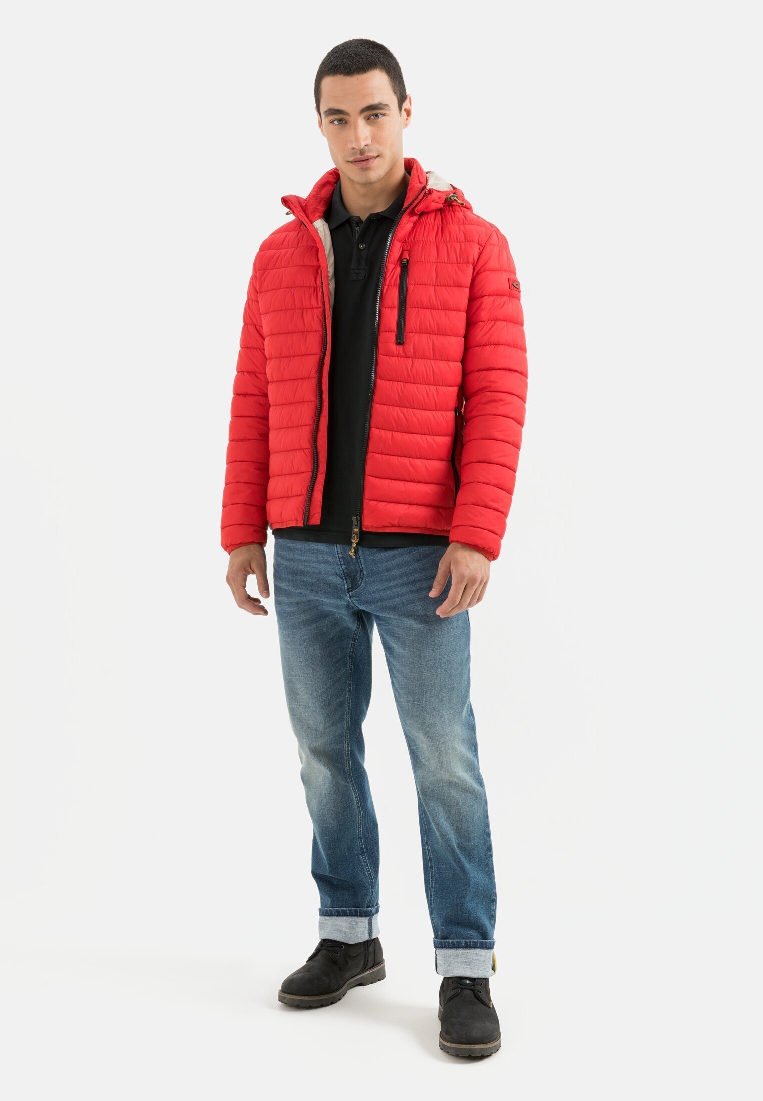 camel active Blouson Stepp-Blouson aus recyceltem Nylon Langarm Markenlabel