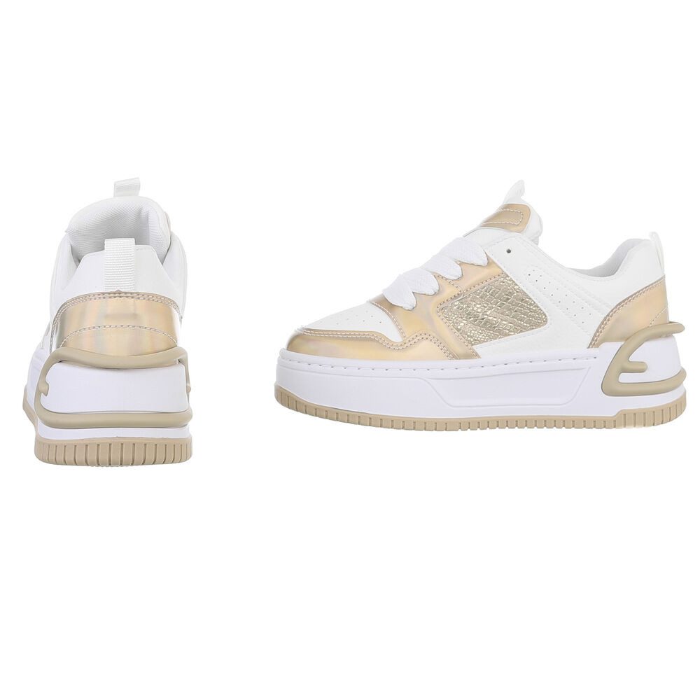 Ital-Design Damen Low-Top Freizeit Sneaker (88828461) Keilabsatz/Wedge Sneakers Low in Weiß