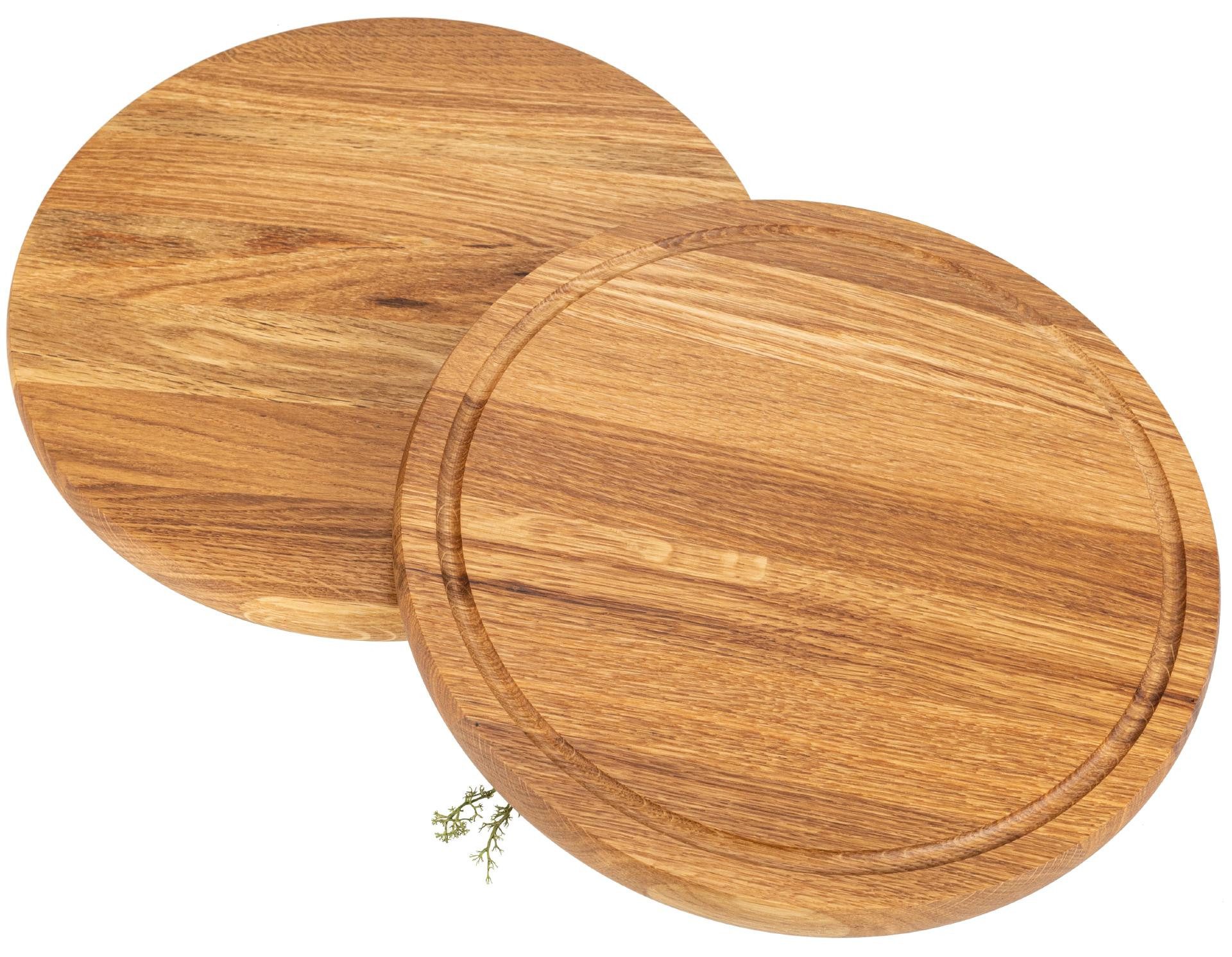 Holz Frank Schneidebrett Rundes Schneidebrett aus Eiche geölt - ⌀ 30 x 2,1 cm, Holz, (1-St)