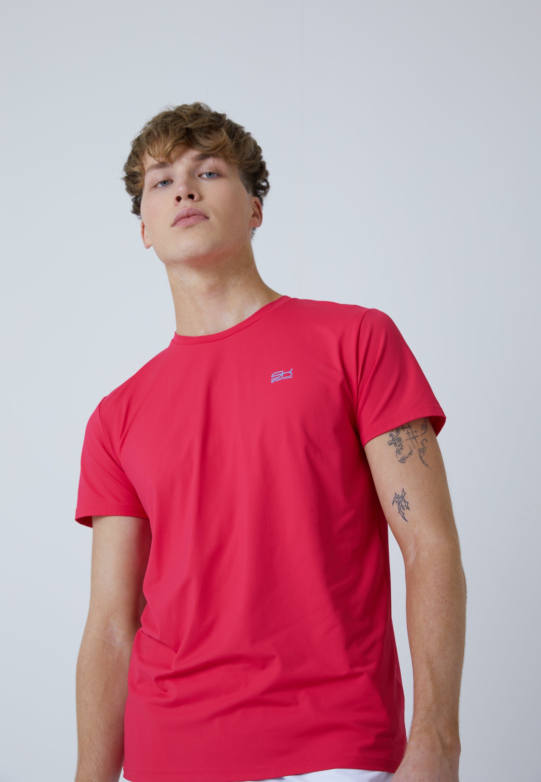 SPORTKIND Funktionsshirt Tennis T-Shirt Rundhals Herren Jungen pink &