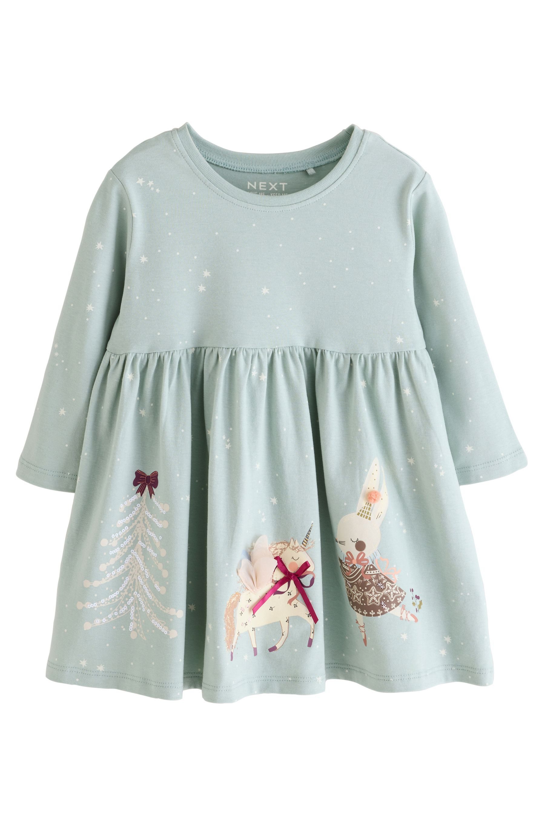 Next Blusenkleid Langärmeliges Weihnachtskleid mit Motiv günstig online kaufen