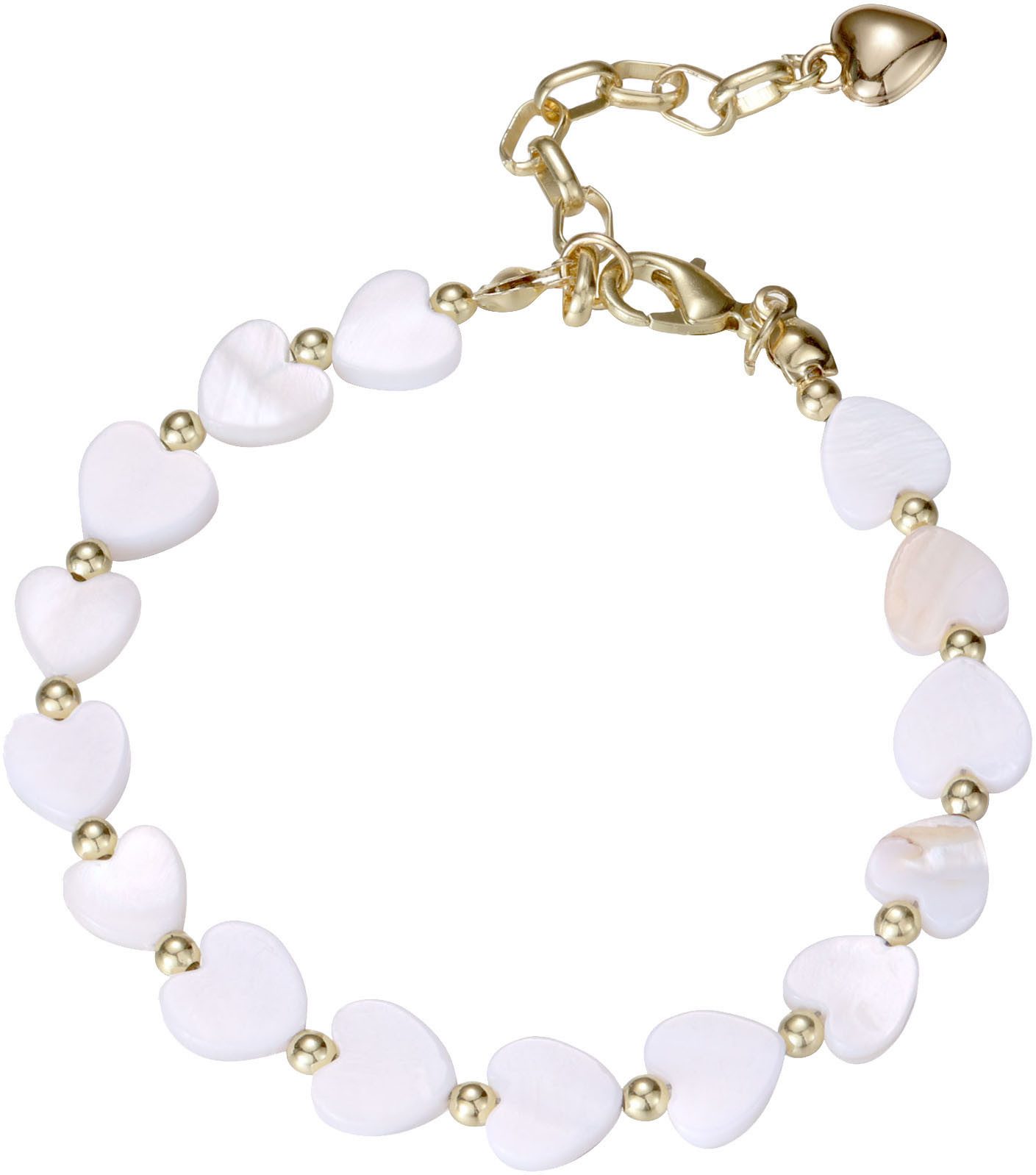 Firetti Armband Schmuck Geschenk Edelstahl Armschmuck Herzkettengliederung Liebe, mit Perlmutt