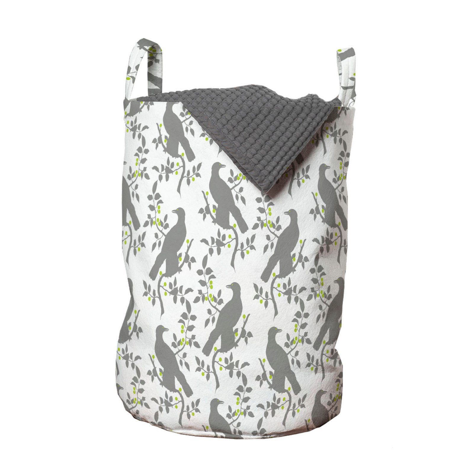 Abakuhaus Wäschesäckchen Wäschekorb mit Griffen Kordelzugverschluss für Waschsalons, Vögel Waldtiere auf Branchen | Wäschesäcke