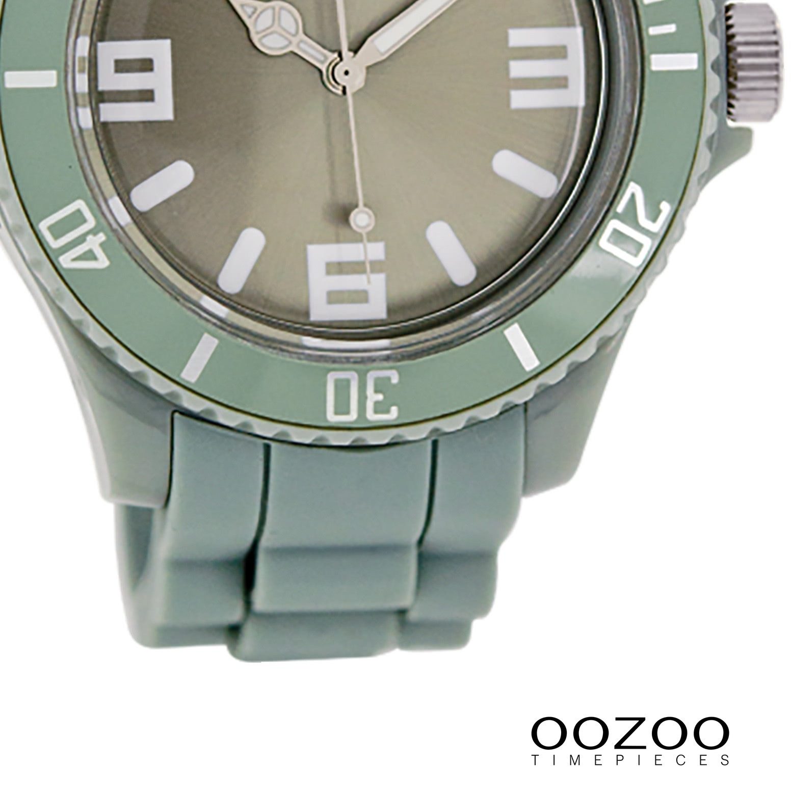 OOZOO Quarzuhr Oozoo Unisex Armbanduhr Vintage Series, (Analoguhr), Damen, Herrenuhr rund, groß (ca. 43mm) Silikonarmband hellgrün