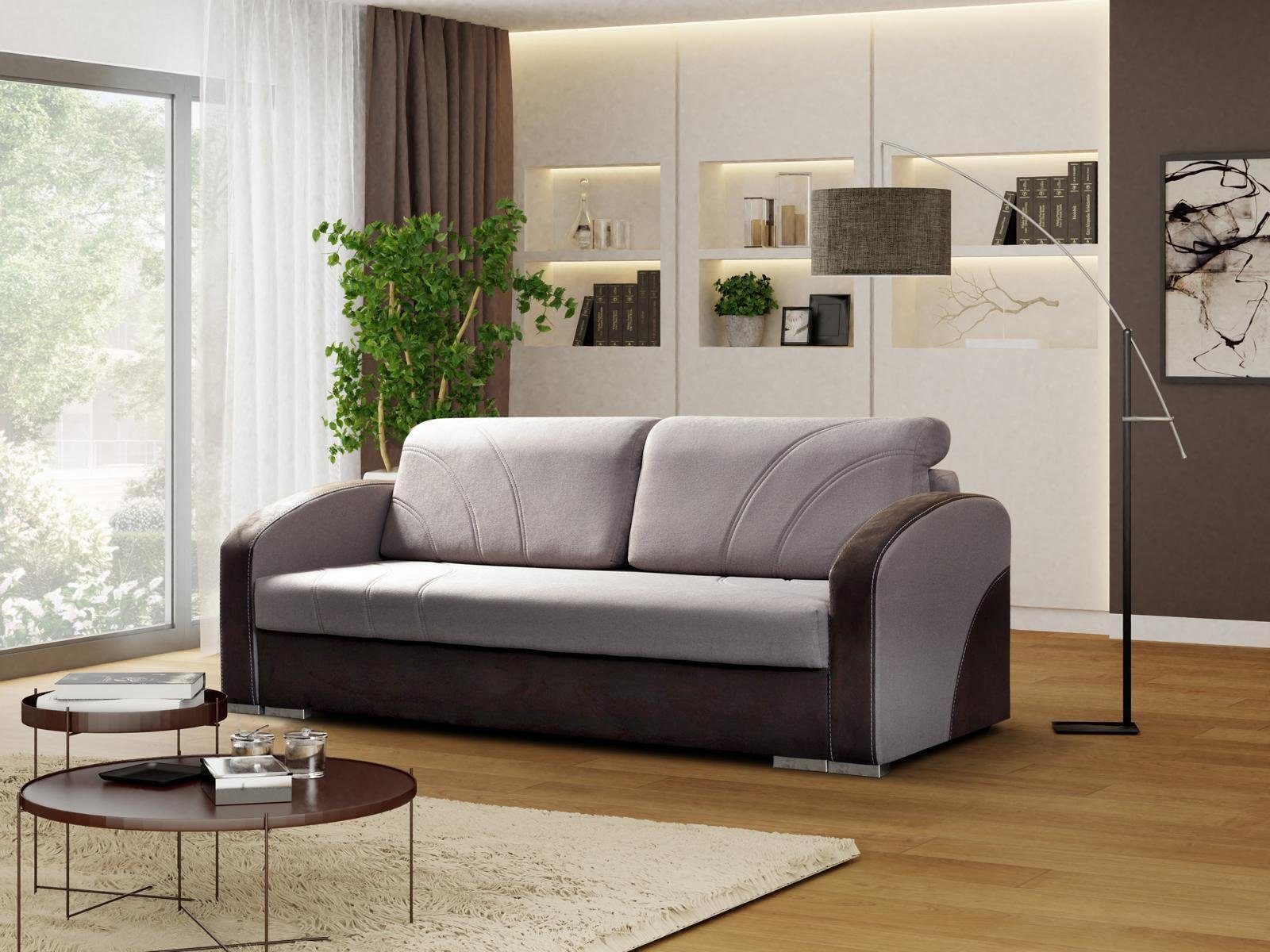 JVmoebel Sofa Moderner Grauer Dreisitzer mit Bettfunktion luxus Neu, Made in Europe