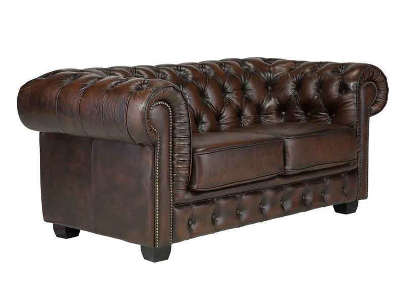 massivum Sofa Chesterfield Big 2-Sitzer Echtleder braun