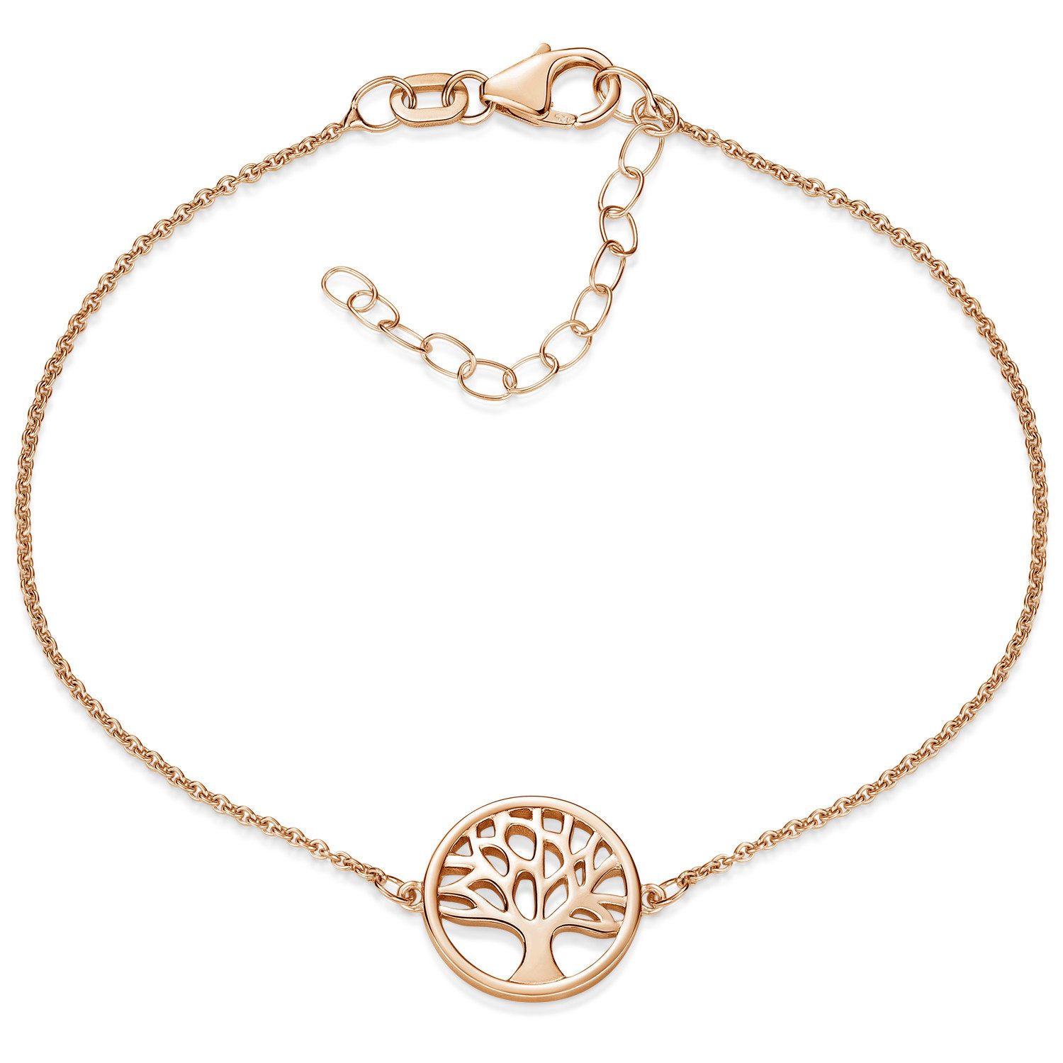 Materia Armkette Damen Lebensbaum Rosegold 16-19,5cm SA-146, Sterlingsilber, rosevergoldet