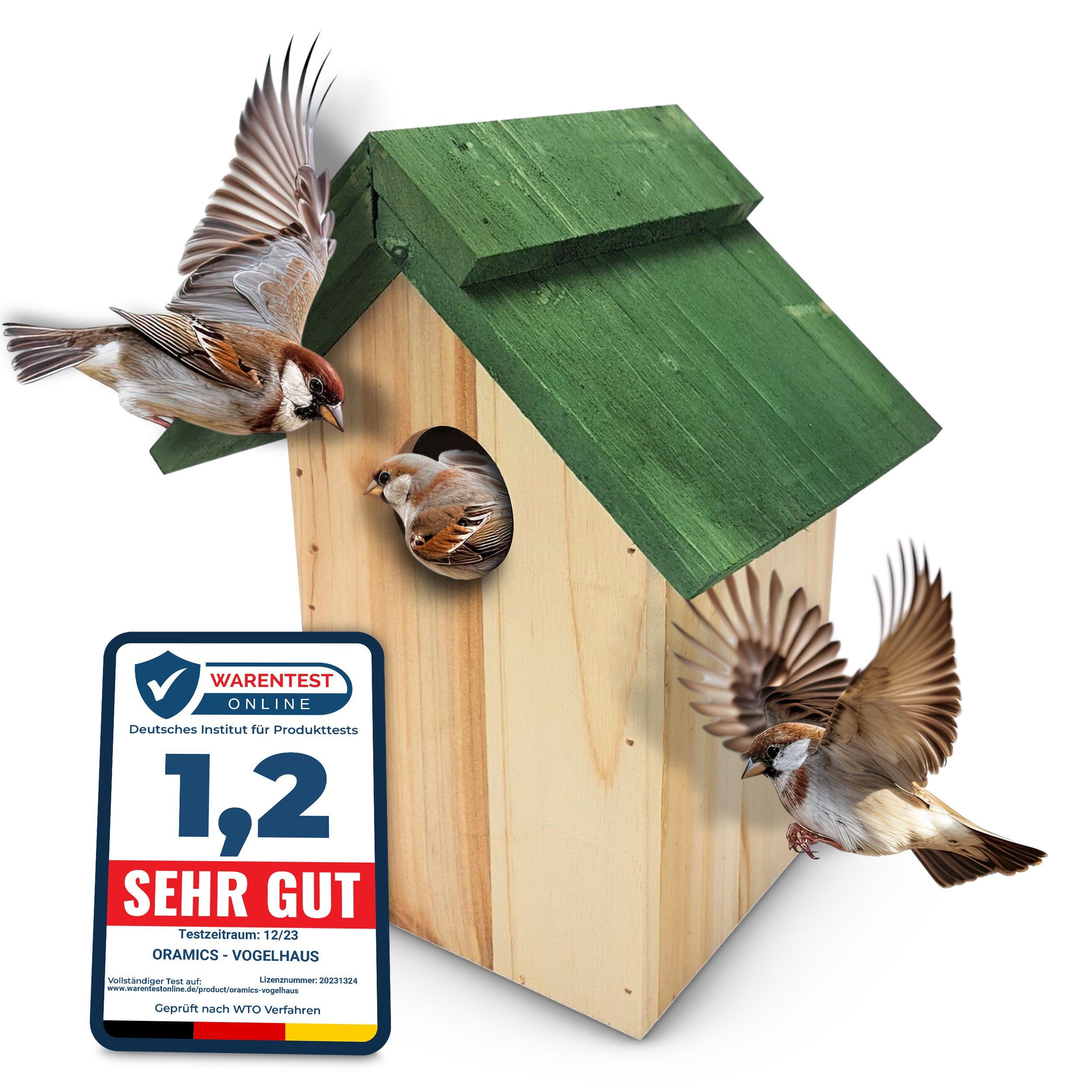 Oramics Vogelhaus Nistkasten für Vögel zum Aufhängen für Garten, Balkon