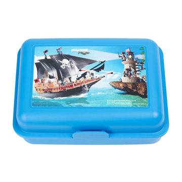 United Labels® Lunchbox Playmobil Brotdose - Piraten mit Trennwand Blau, Kunststoff (PP)