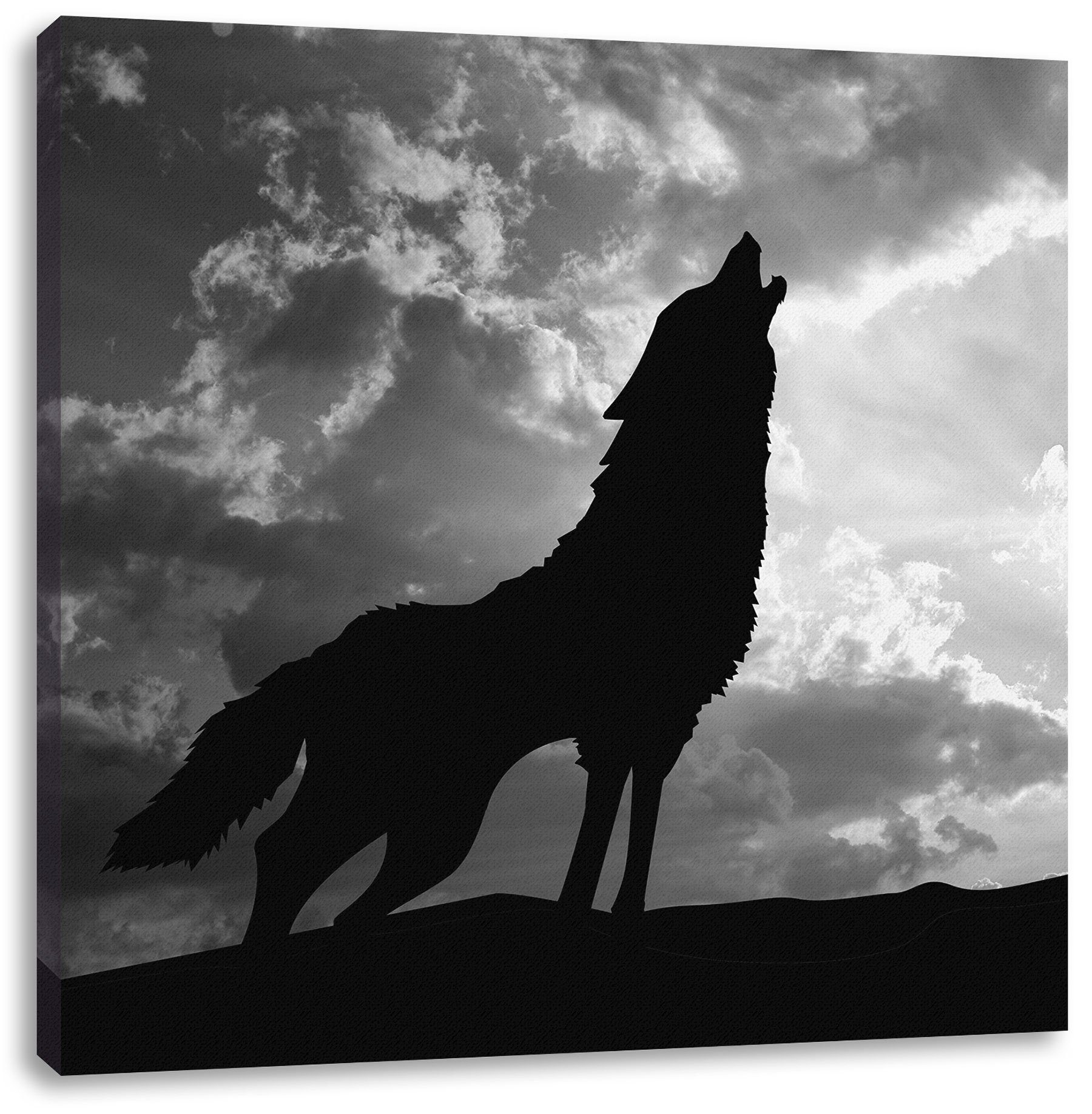 Leinwandbild Leinwandbild bespannt, Pixxprint Heulen St), Wolf Wolf Zackenaufhänger Heulen, (1 fertig inkl.
