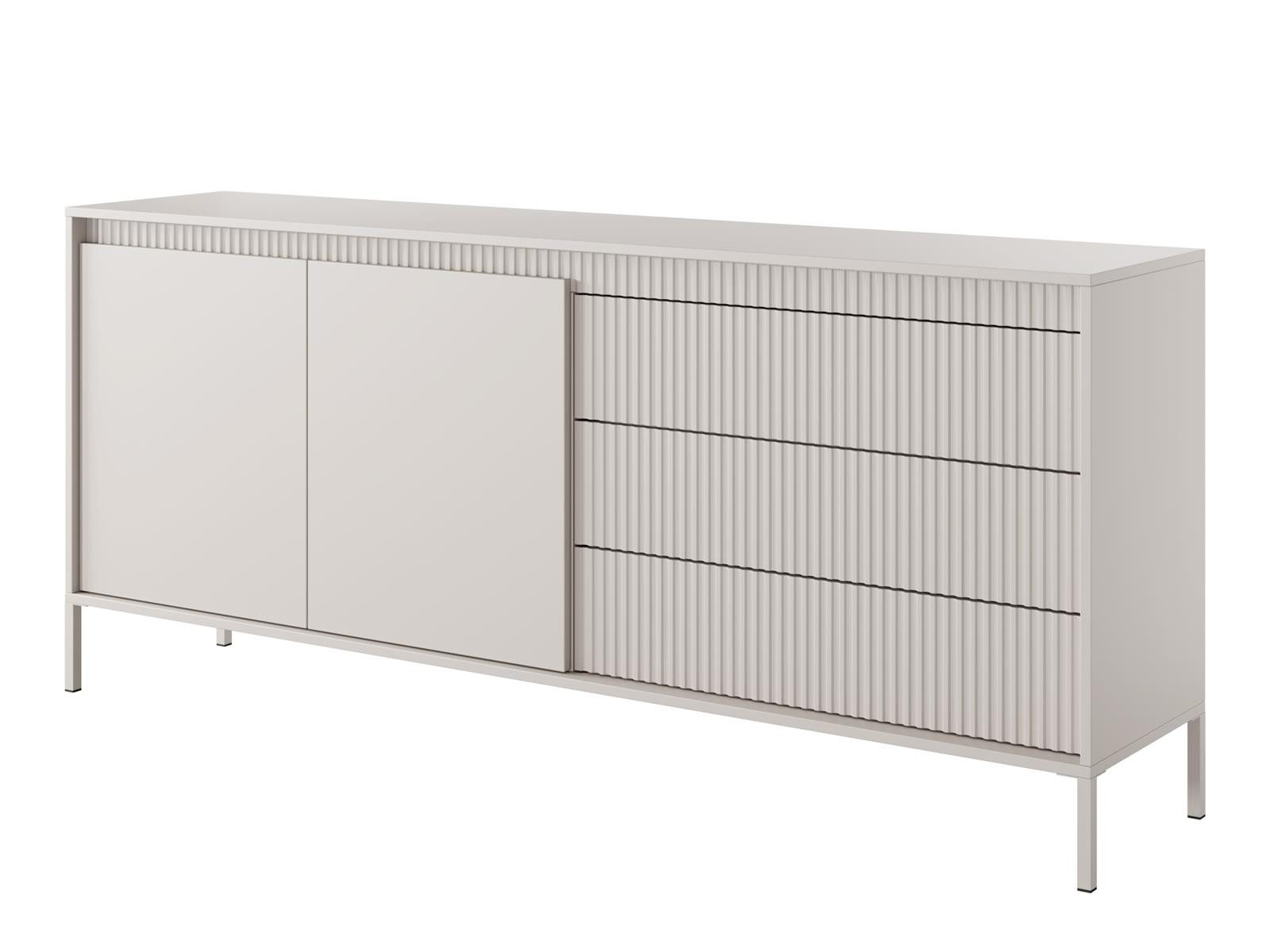 Compleo Schubkastenkommode mit drei Schubladen, gerillte Front, Elegant und Praktisch, Breite: 187 cm
