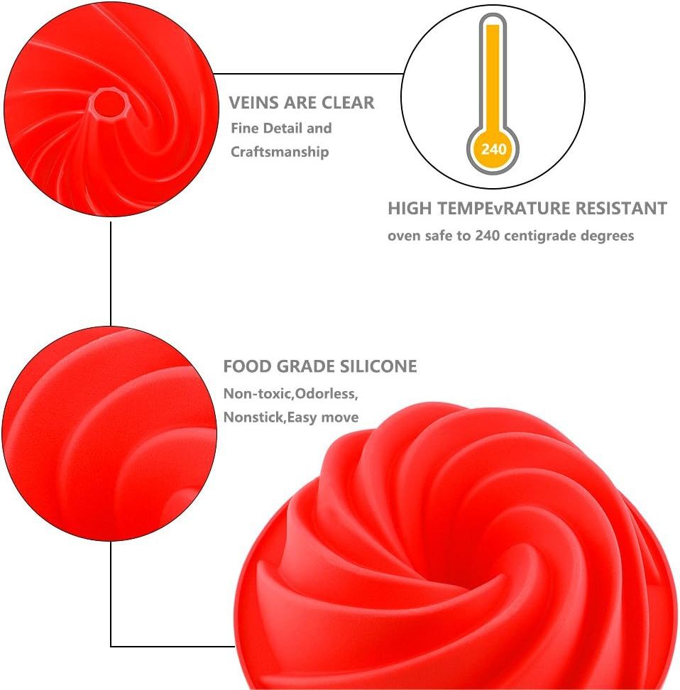 FELIXLEO Backform Gugelhupfform Silikon 9Zoll Rose Rot Für Kuchen Brot Backen., (1-tlg)