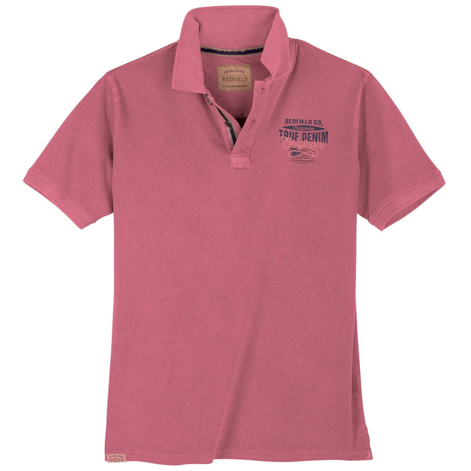 redfield Poloshirt Redfield Polo XXL Vintage Chestprint dunkelrosa günstig online kaufen