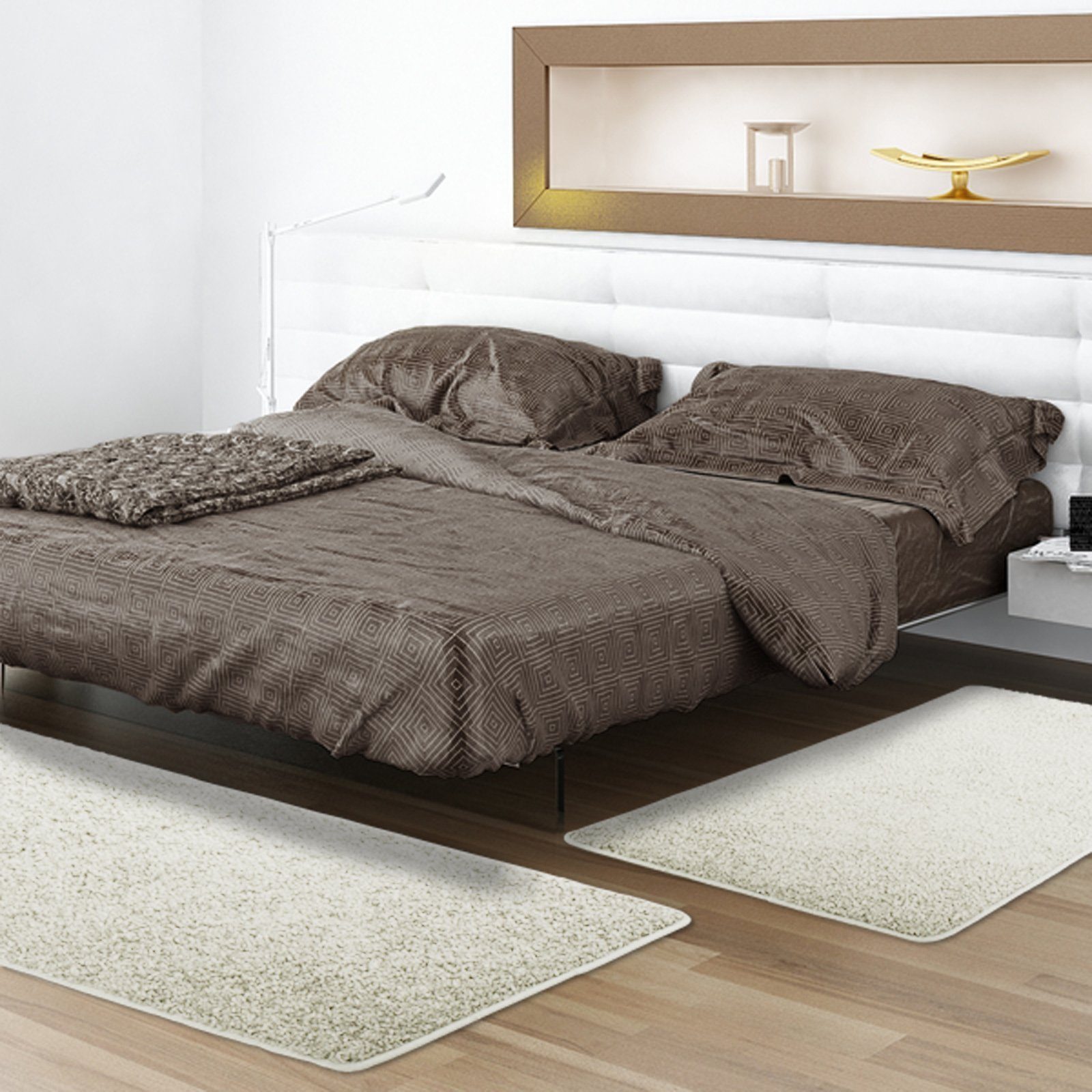 Karat Hochflor-Bettumrandung Kleopatra, Teppichläufer, ideal im Schlafzimmer, viele Farben, Höhe 9 mm, (3-tlg), Shaggy