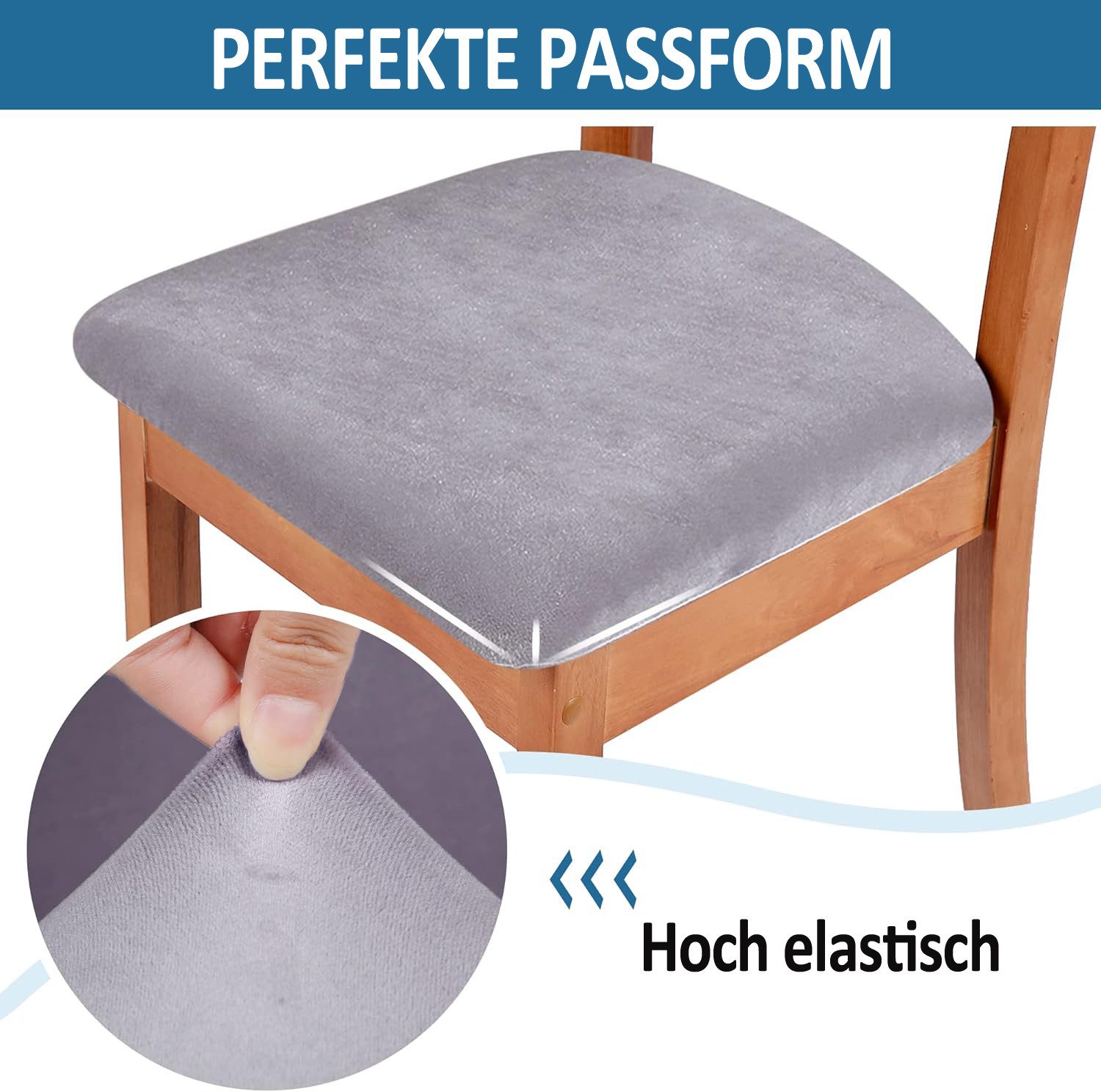 Minicloss Stuhlhusse Esszimmerstuhlbezug, Samt Stuhlhusse, elastische Sitzkissenbezüge, wasserdichte Stuhlhusse mit Bindebändern