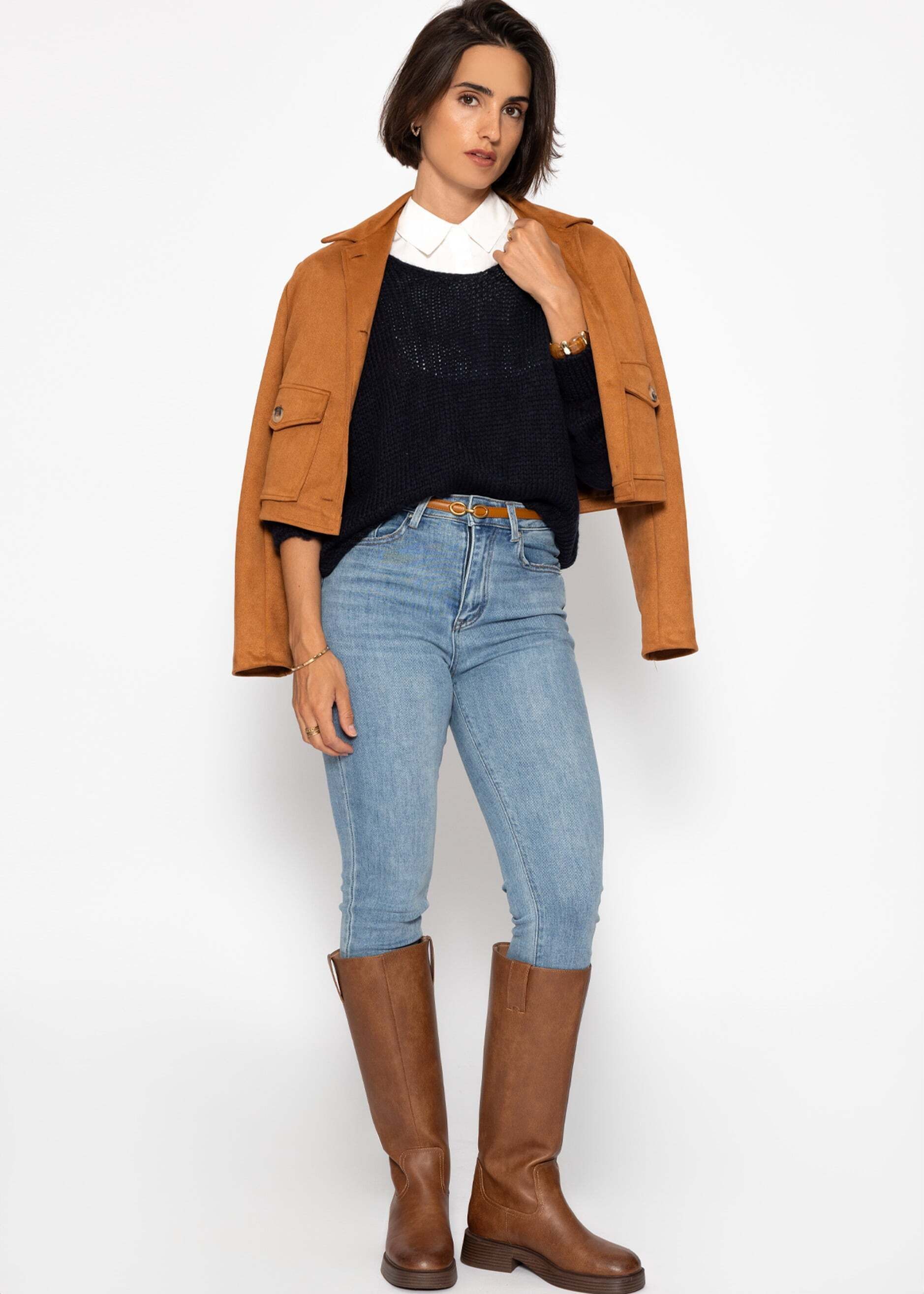 SASSYCLASSY Strickpullover Pullover mit V-Ausschnitt für Damen Weicher Stri günstig online kaufen