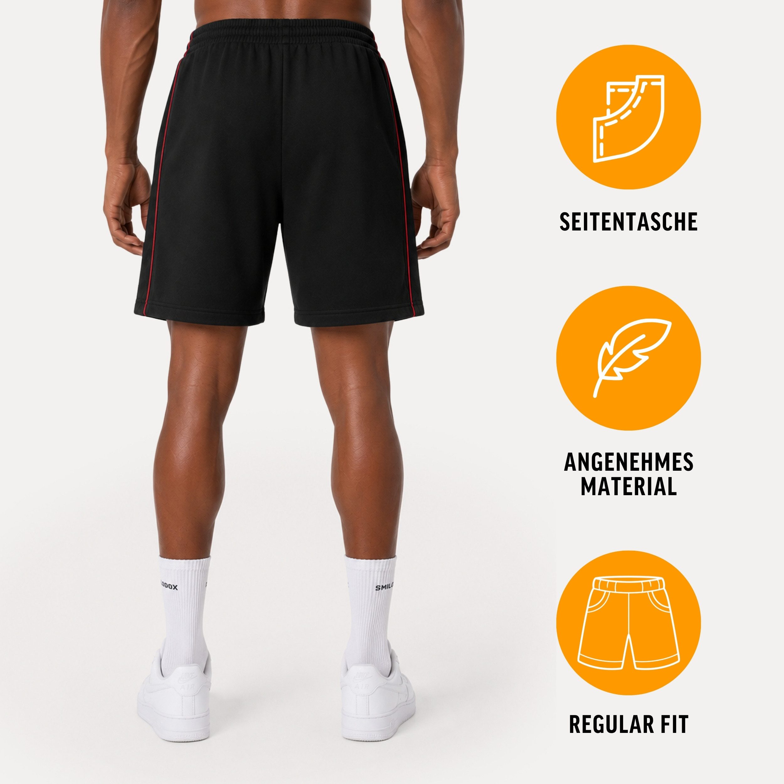 Smilodox Shorts Iseo Herren, FILA Jogger, Regular Fit, Baumwolle, für Sport, Freizeit FILA Kollaboration, Side Stripes, Rippbund, Tapered Leg