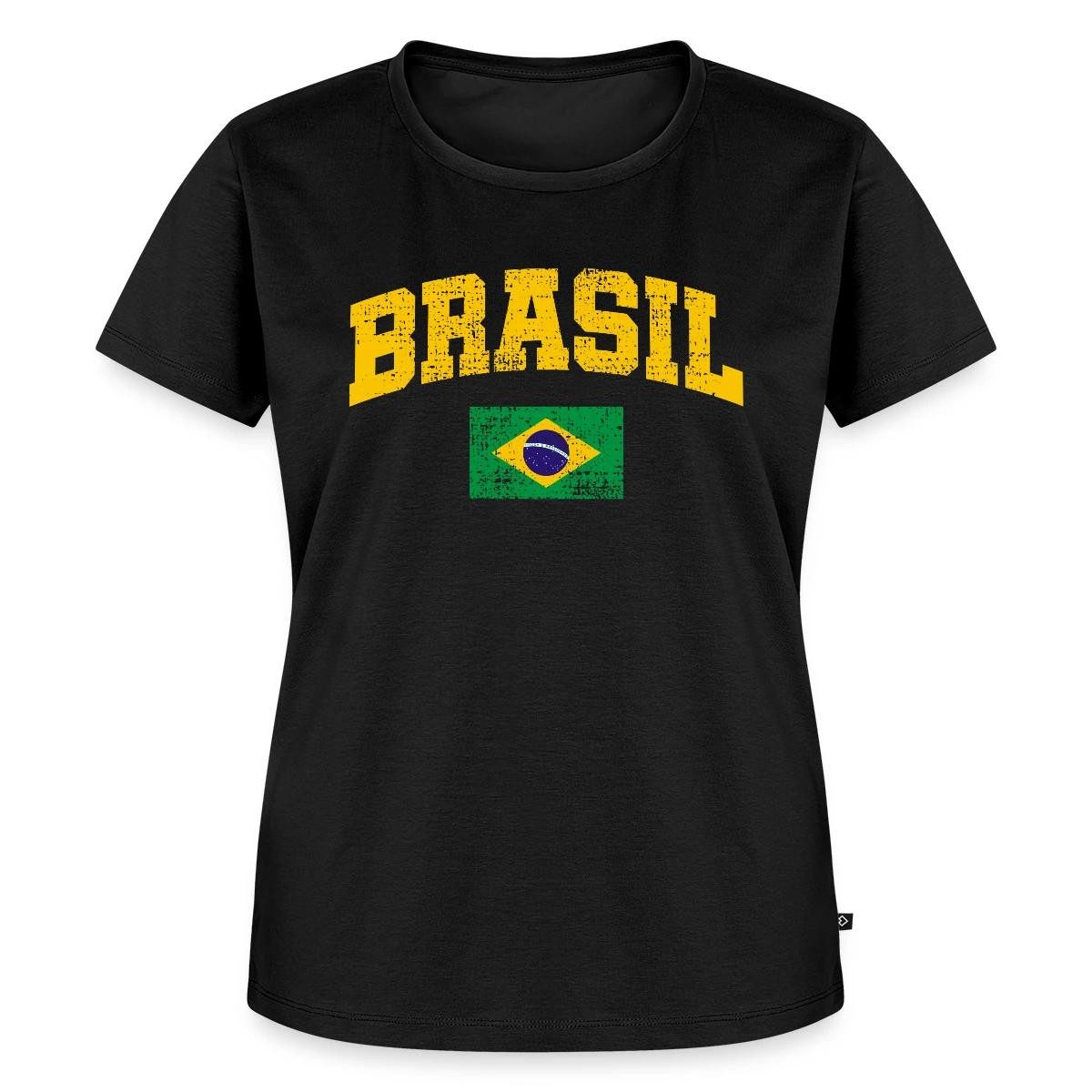 T-Shirt Brasil Schriftzug Brasilien Flagge Retro Frauen Premium T-Shirt