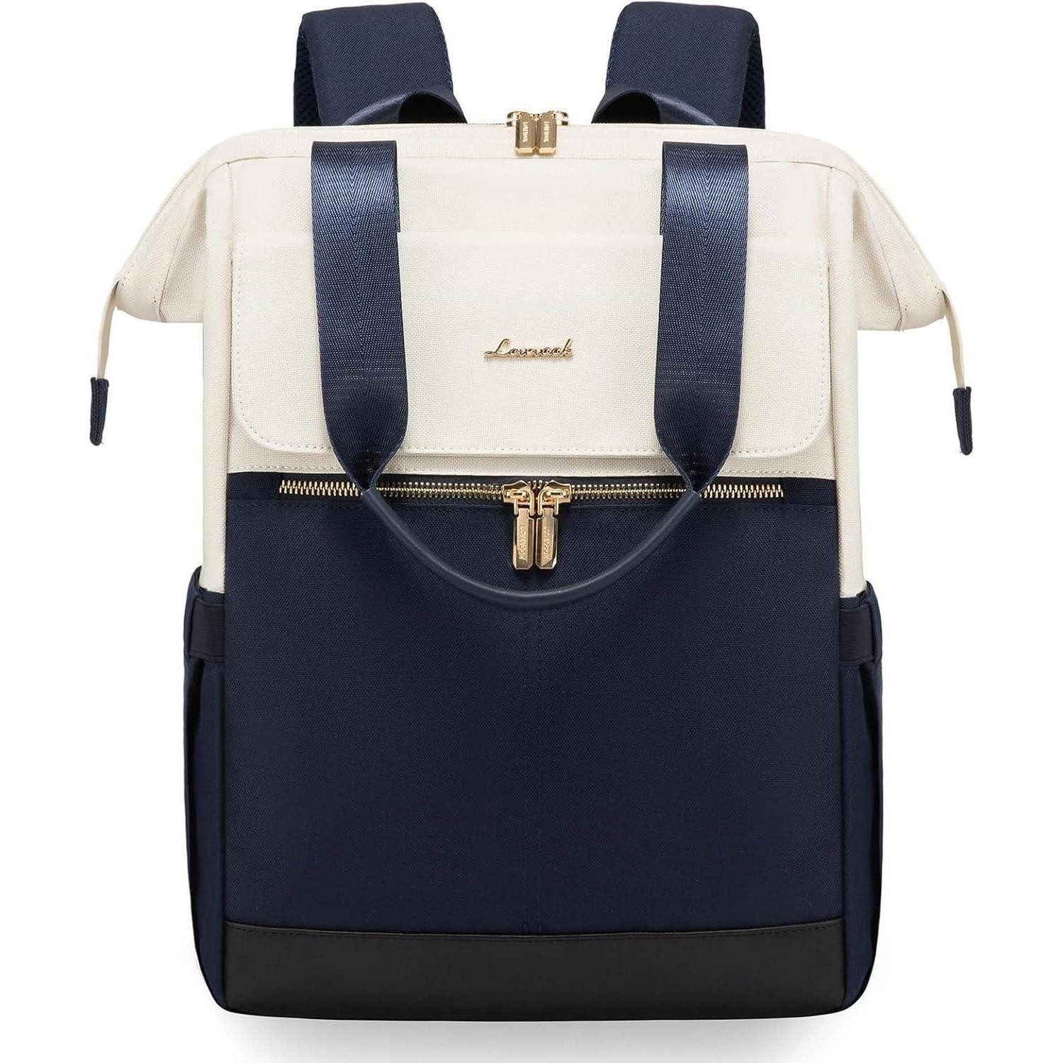 LuxusKollektion Laptoprucksack Rucksack Damen Blau Schulrucksack Mädchen Laptopfach 15,6 Zoll 2 in 1
