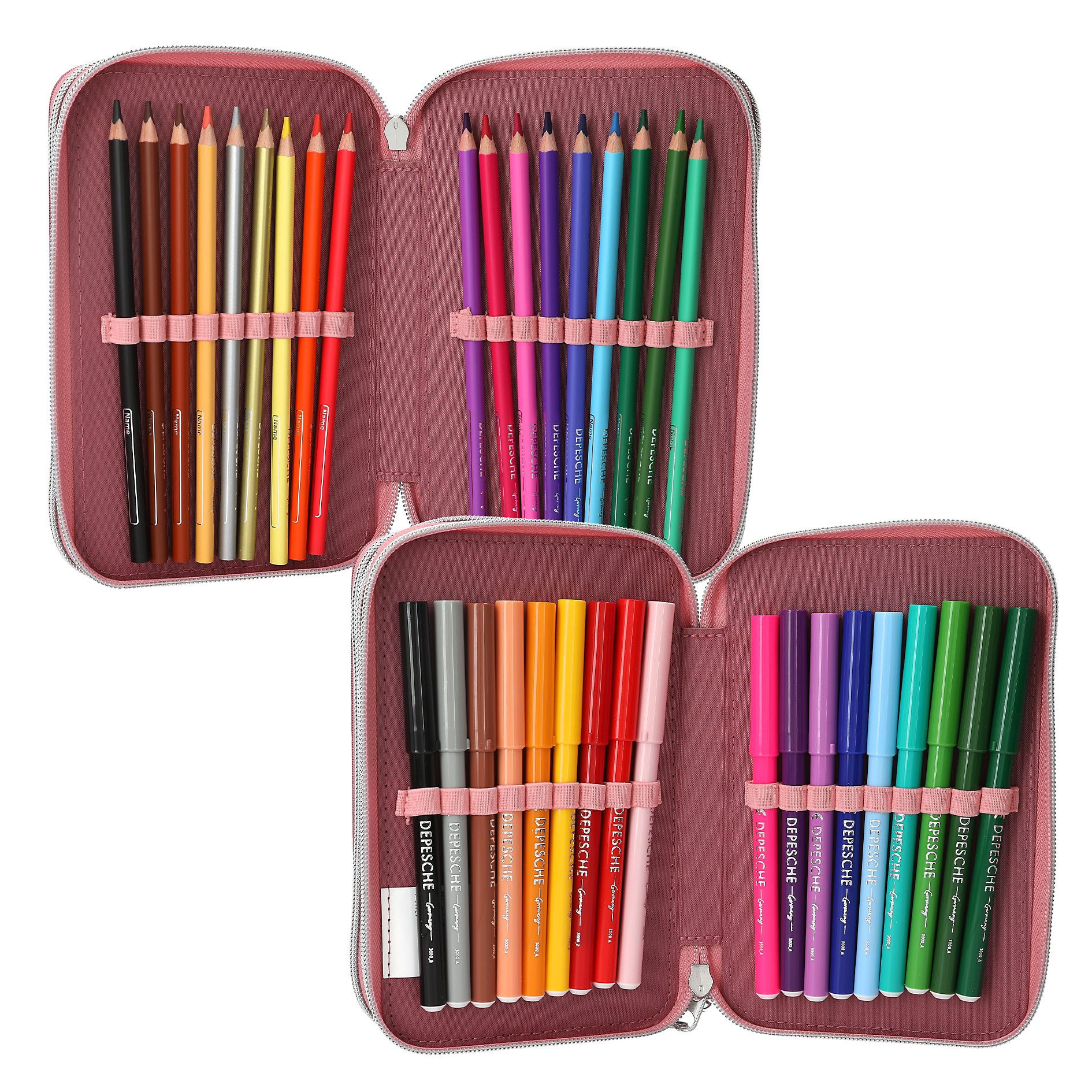 Depesche Federmäppchen DEPESCHE Miss Melody Federtasche LED Pferde mit Herz-Anhänger 3-Fach