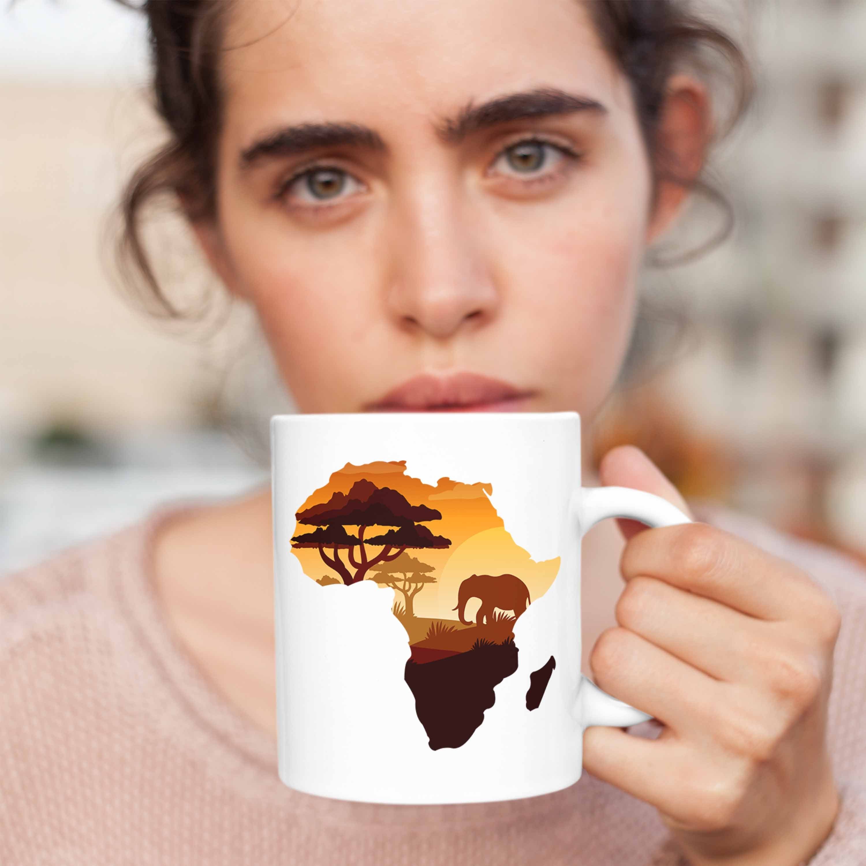 Afrika Abenteurer Map Trendation Weiss Geschenkidee Afrika Tierliebhaber Tasse Safari Tasse