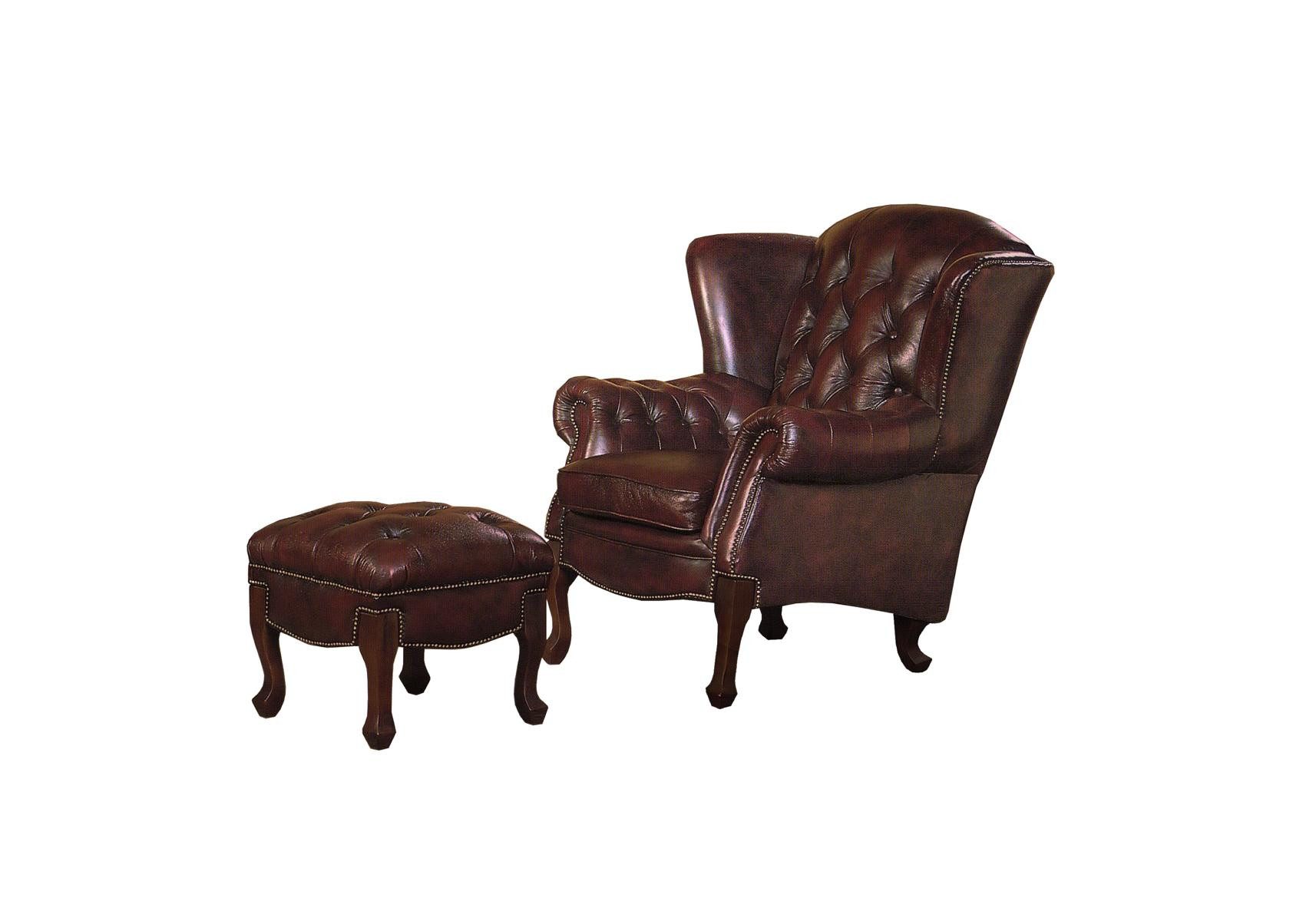 Salottini Chesterfield-Sessel Chesterfield Ohrensessel Premier Deluxe Ledersessel & Hocker Salottini, Handarbeit