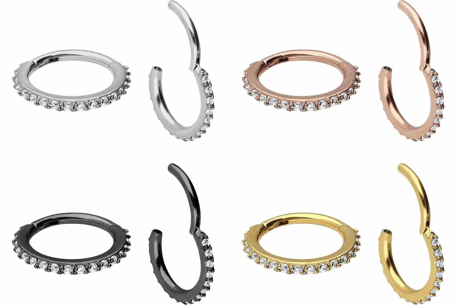 PIERCINGLINE Piercing-Set Chirurgenstahl Segmentring Clicker EINGEFASSTE günstig online kaufen