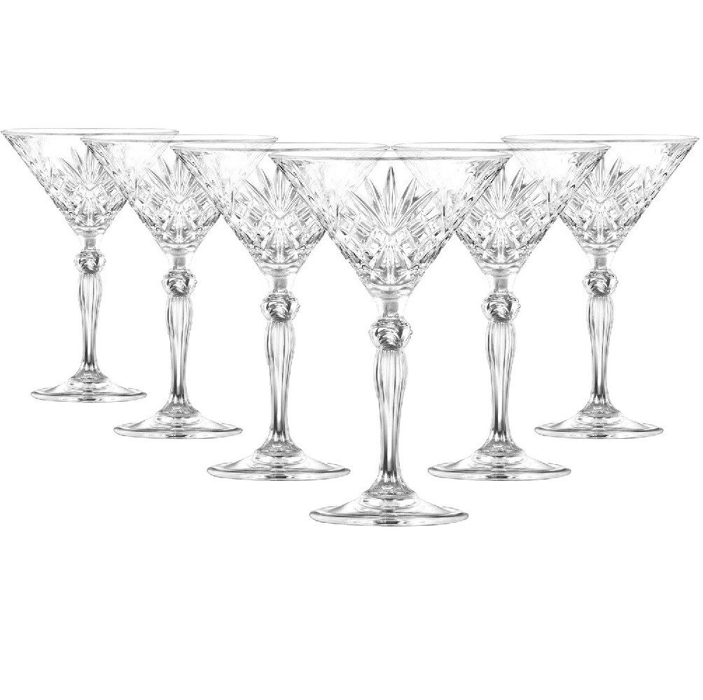 RCR Cocktailglas RCR Melodia Martiniglas 210 ml 6er Set, Kristallglas