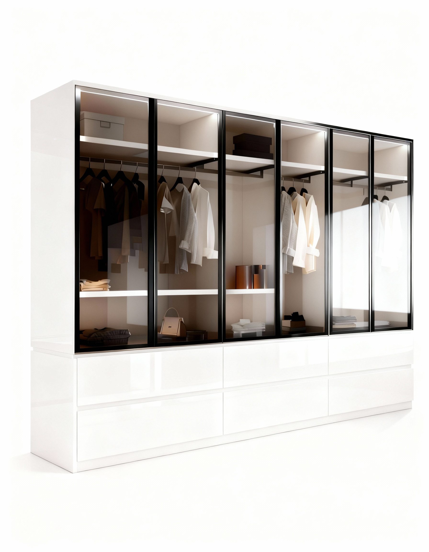 Palms-Store Kleiderschrank Drehtürenschrank Amsterdam inkl. Zubehörpaket in 6 Farben (Spar-Set) inkl. Zubehörpaket, Maße ca.: Breite: 300cm, Tiefe: 62cm, Höhe: 218cm