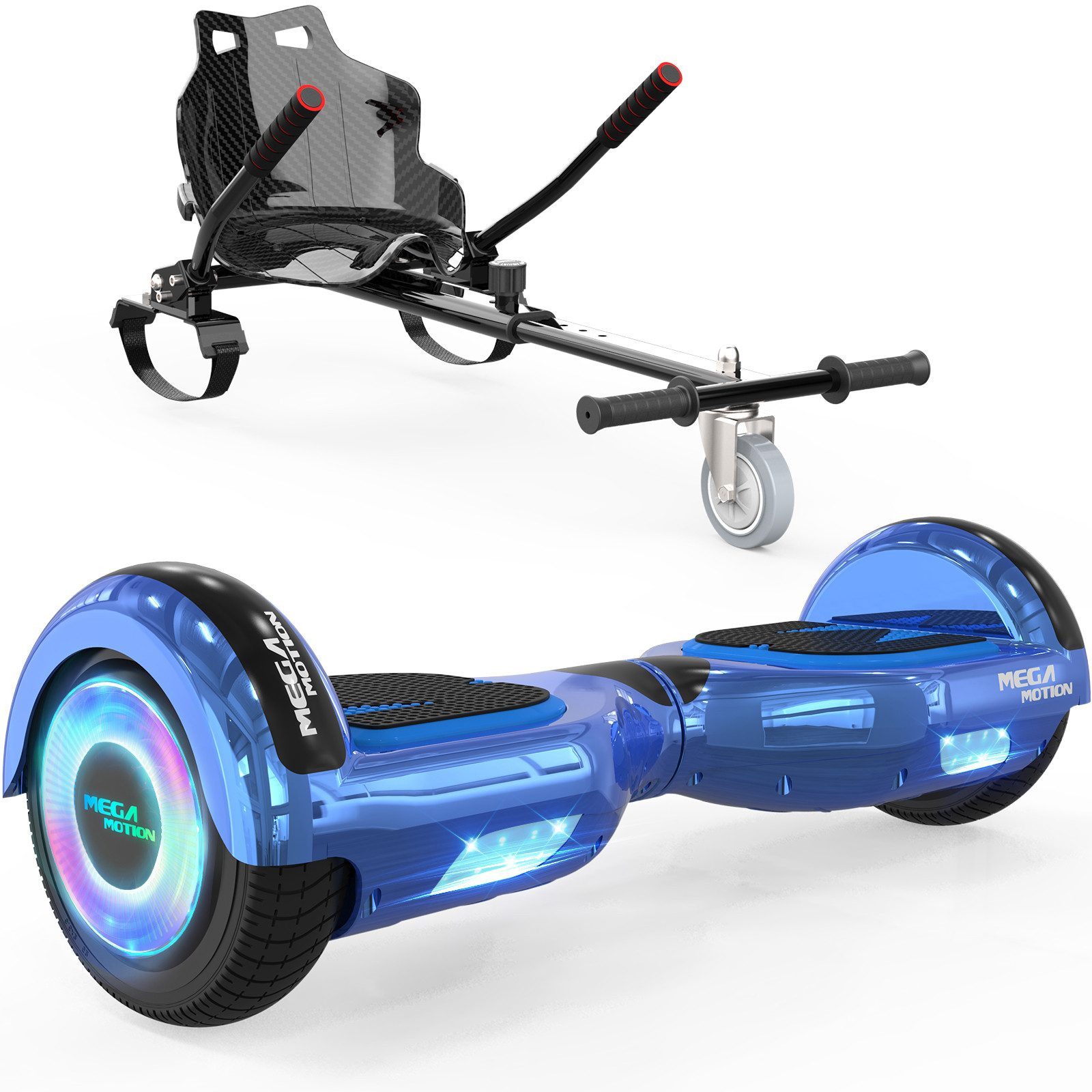 HITWAY Balance Scooter 6.5 Zoll Hoverboards Hoverkart Mit Sitz und Bluetooth und LED-Blitz, mit einem Go-Kart können Sie mehr Spaß haben.