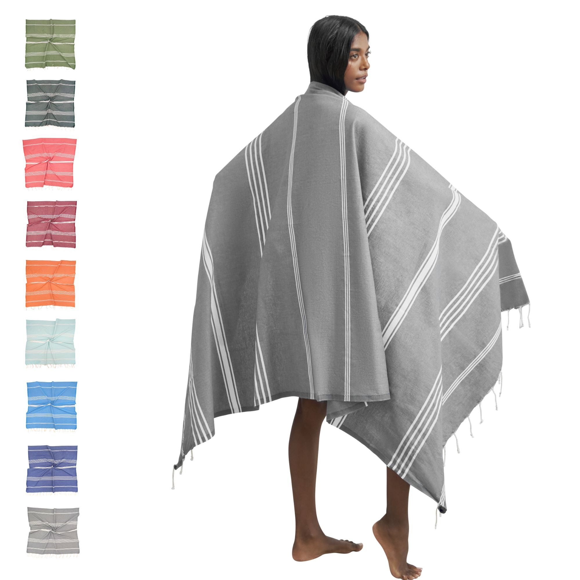 furora HOLIDAY Saunatuch Strandtuch Hamamtuch: groß 100x200 cm Saunatuch, Strandhandtuch dünn, Strandtuch Saunatuch aus 100% Baumwolle Strandtuch Set