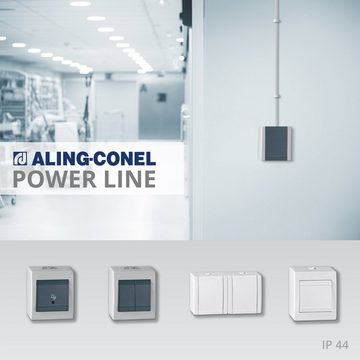 Aling Conel Lichtschalter Power Line Aufputz-Schalter mit Glimmlampe (Packung), IP 44