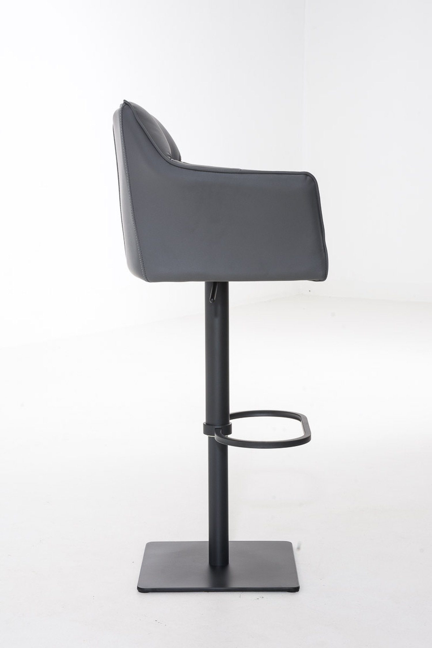 TPFLiving Barhocker Damaso (mit Rückenlehne Hocker für drehbar Küche), 360° Grau - - schwarz Fußstütze Kunstleder und Sitzfläche: Theke matt Metall - &