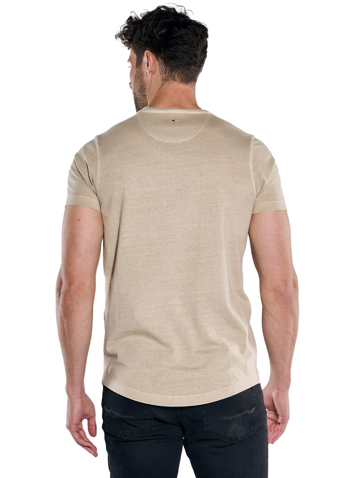 emilio adani T-Shirt Herren T-Shirt uni, Braunbeige