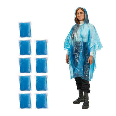 relaxdays Regenponcho Einweg Regenponcho 10er Set Blau